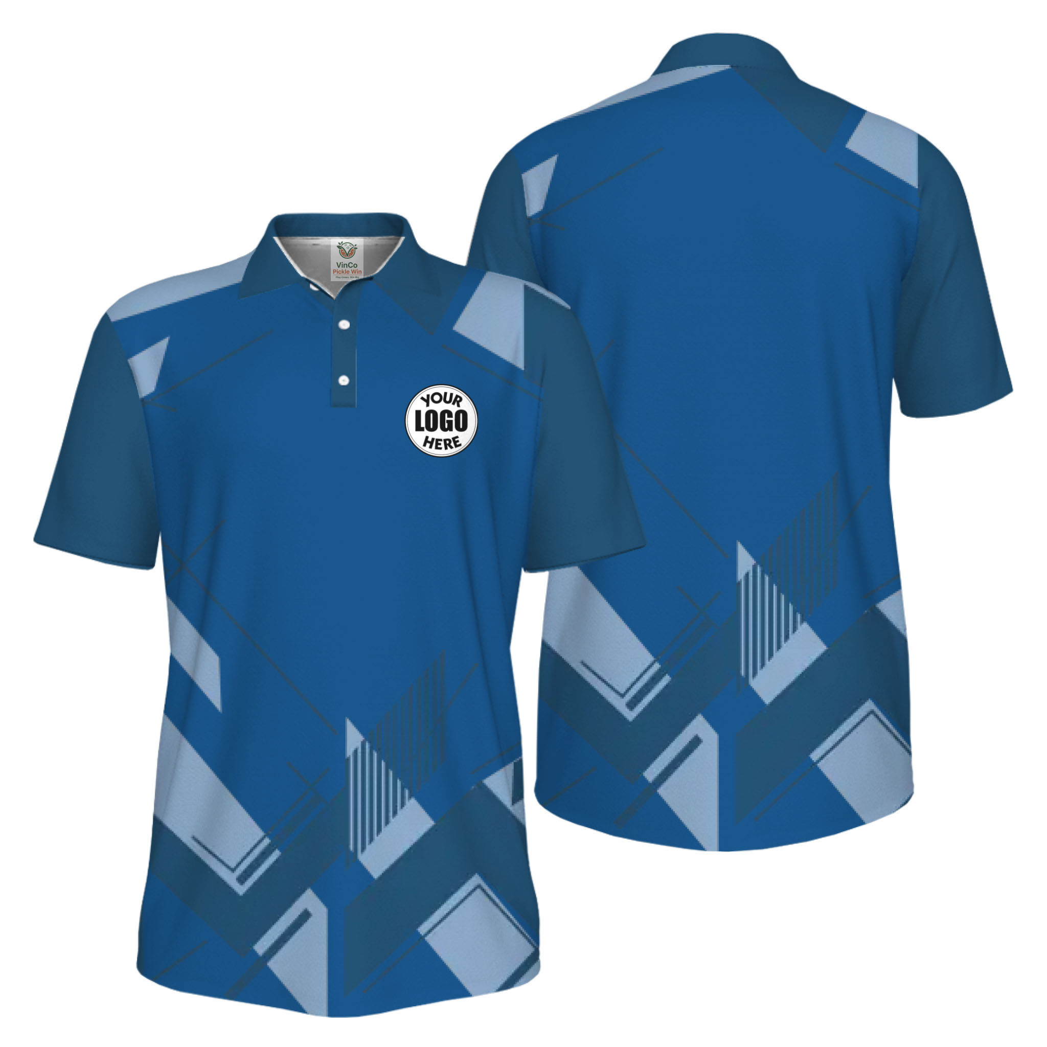 Picklewin Geometric Custom Logo UV Protection Men Polo Shirt Live Preview 