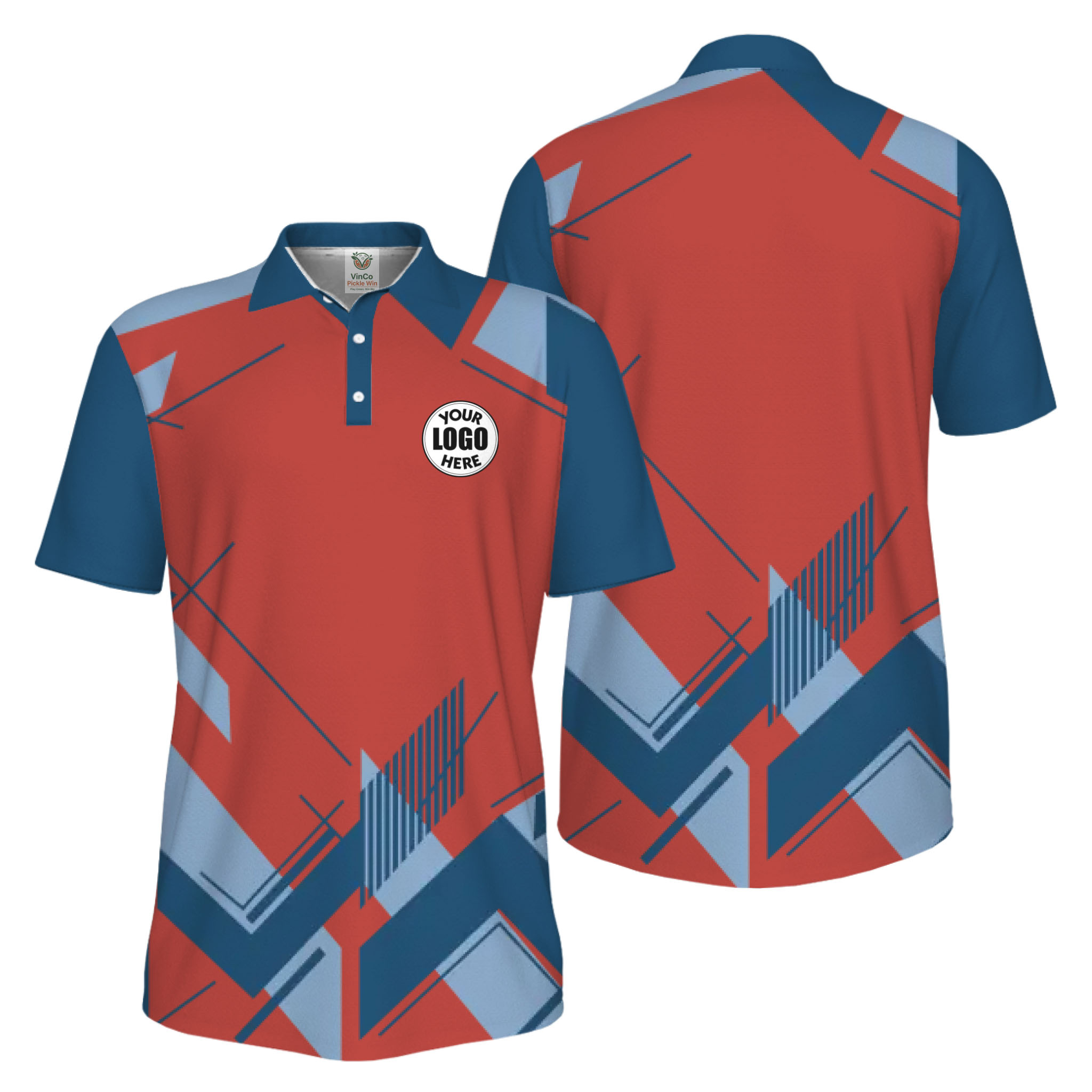 Picklewin Geometric Custom Logo UV Protection Men Polo Shirt Live Preview 