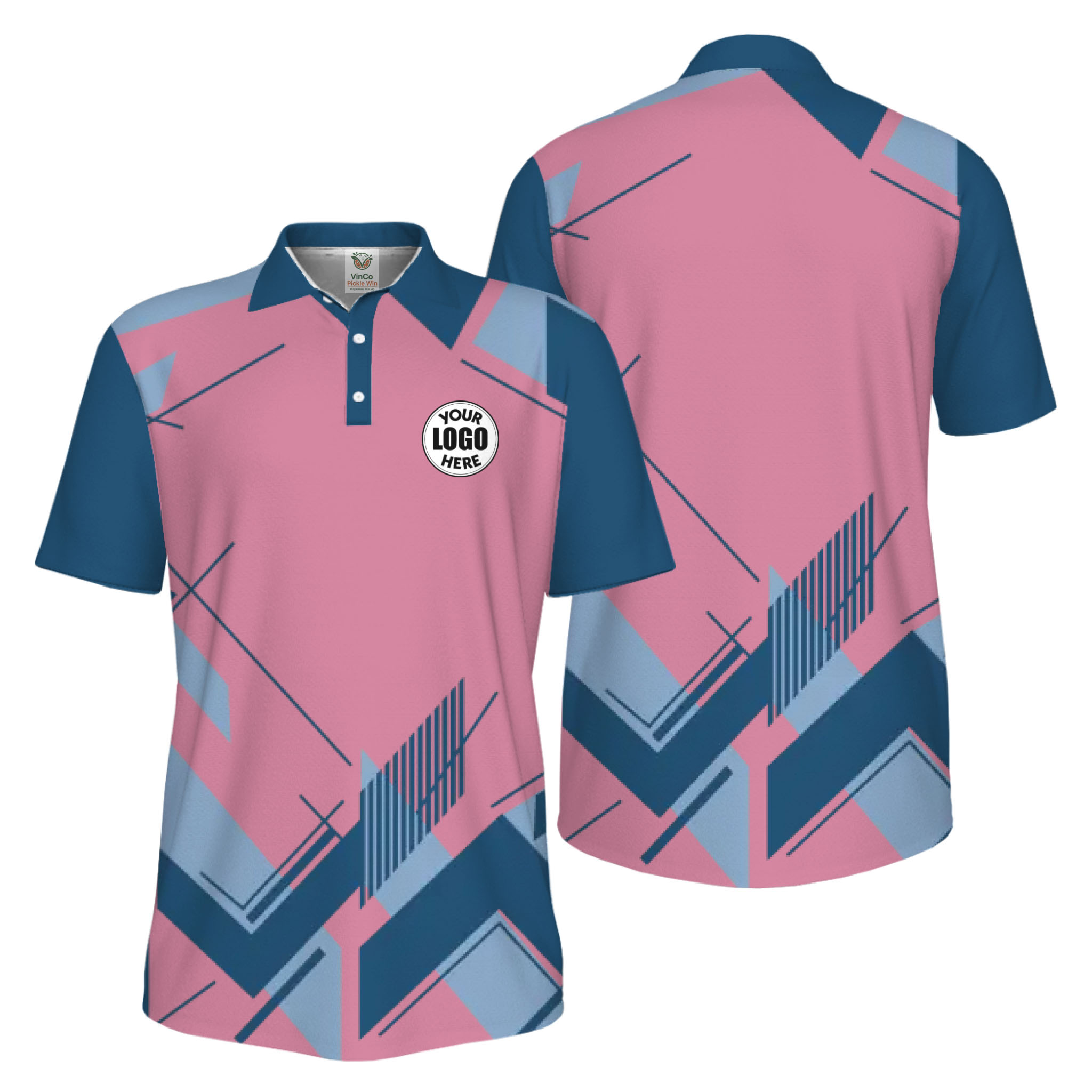 Picklewin Geometric Custom Logo UV Protection Men Polo Shirt Live Preview 