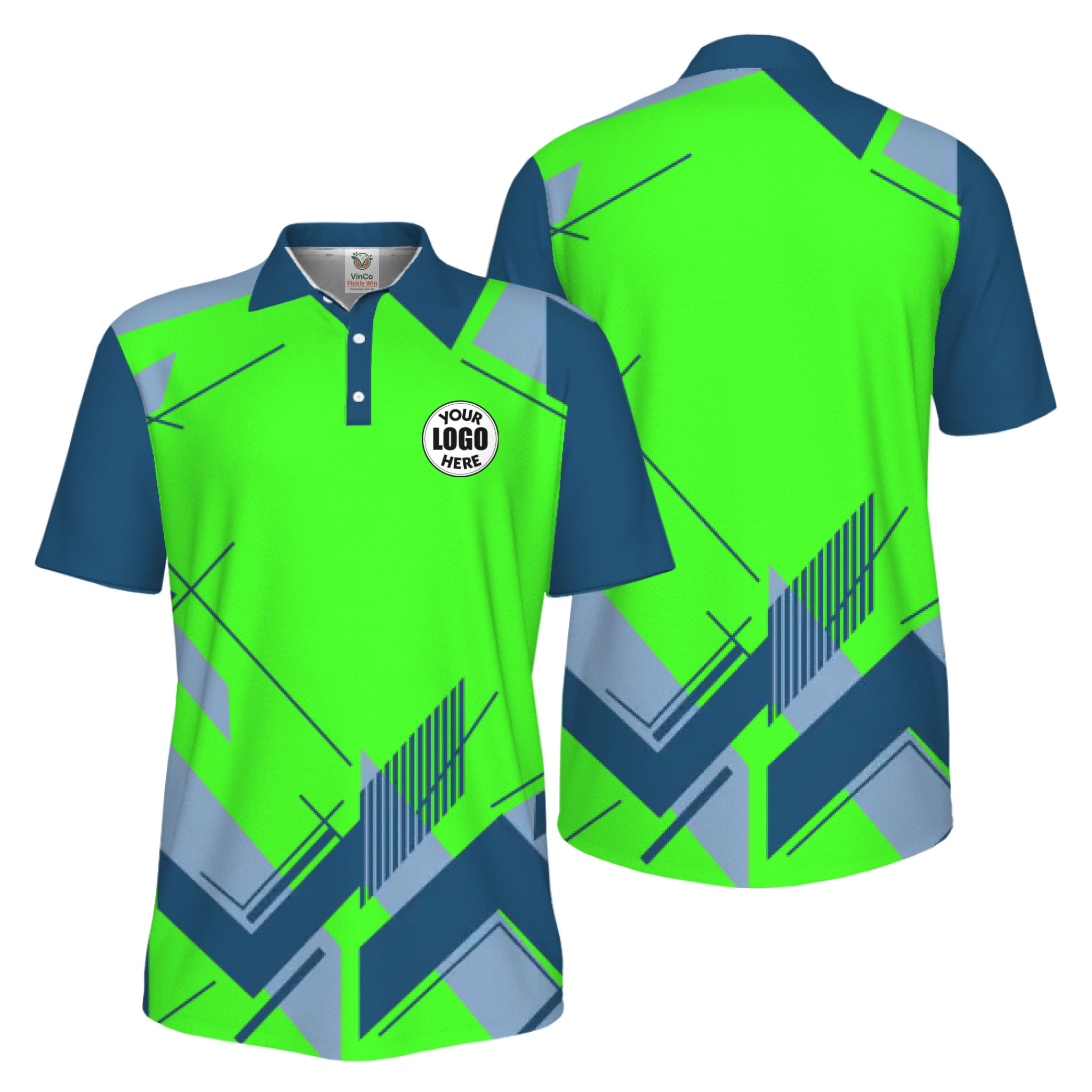 Picklewin Geometric Custom Logo UV Protection Men Polo Shirt Live Preview 