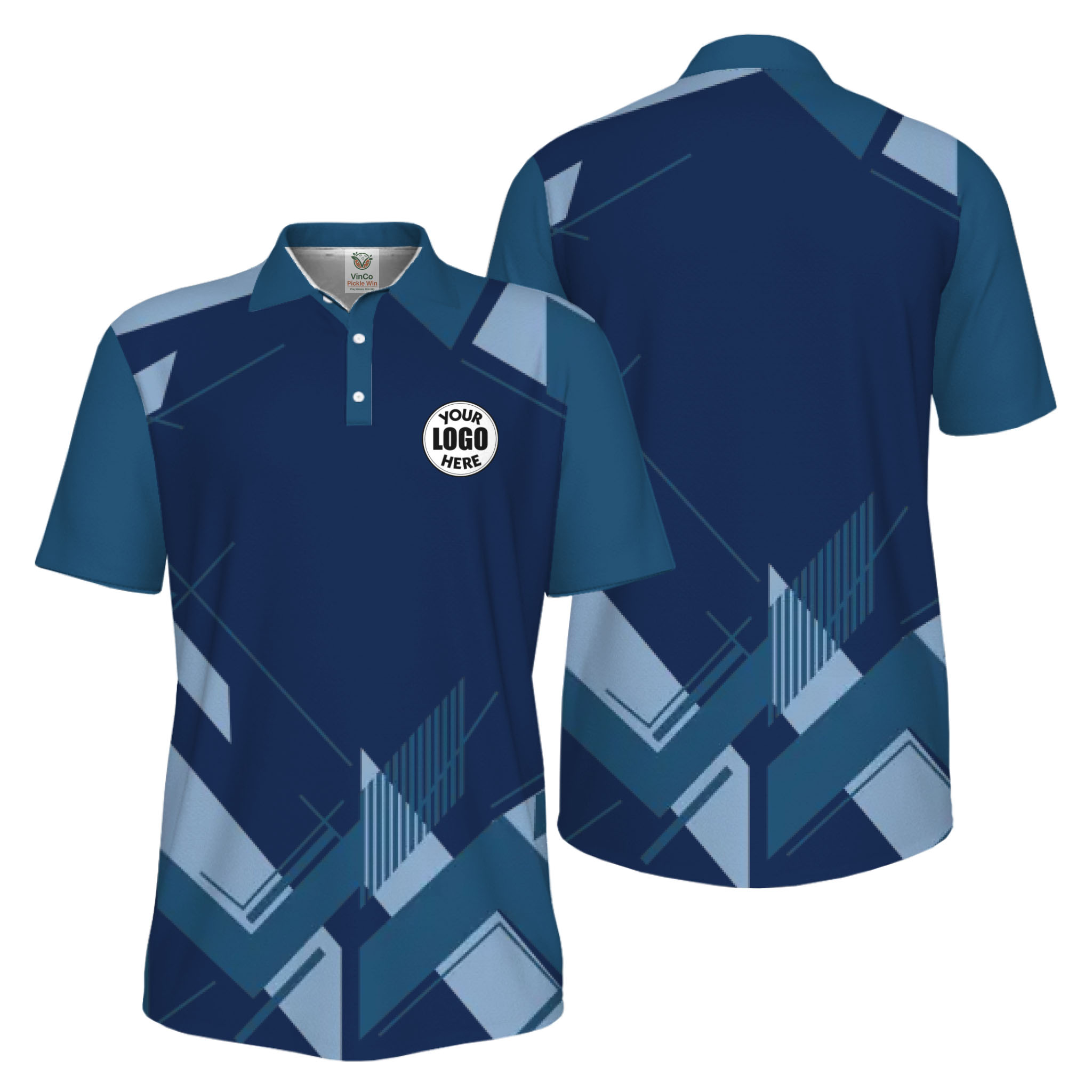 Picklewin Geometric Custom Logo UV Protection Men Polo Shirt Live Preview 