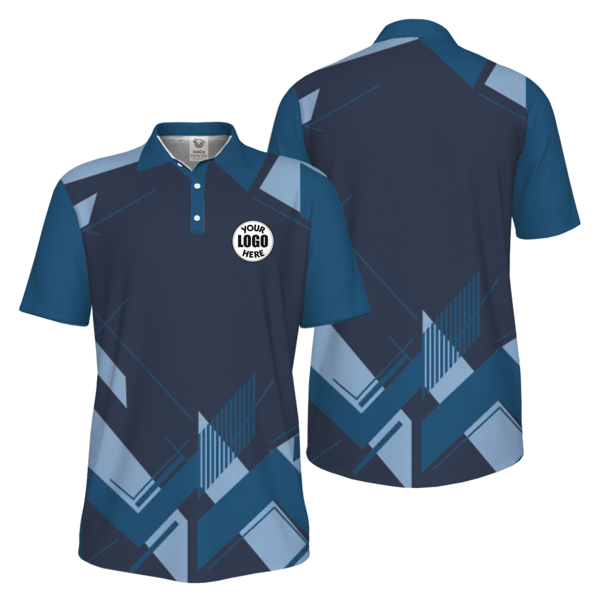 Picklewin Geometric Custom Logo UV Protection Men Polo Shirt Live Preview 