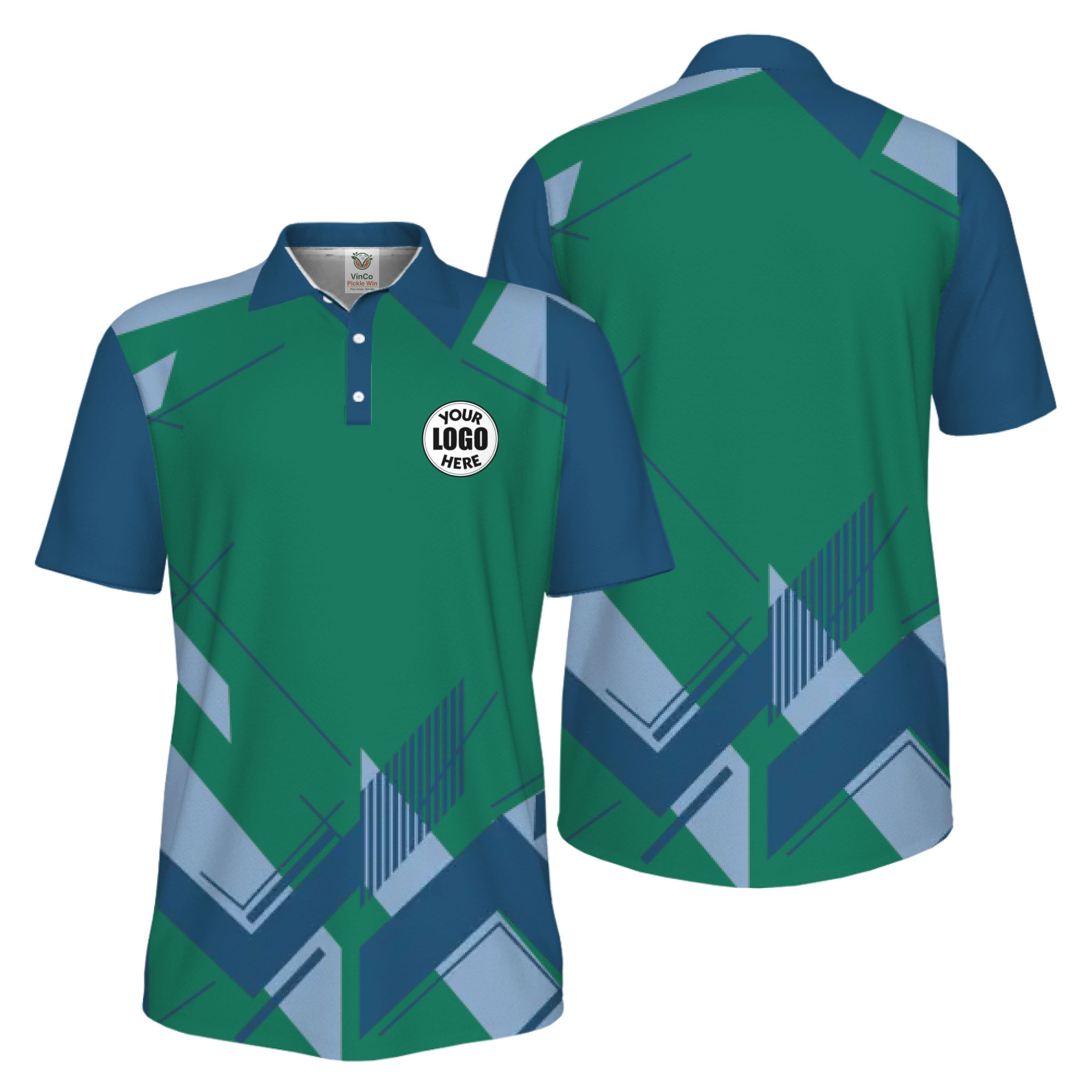 Picklewin Geometric Custom Logo UV Protection Men Polo Shirt Live Preview 