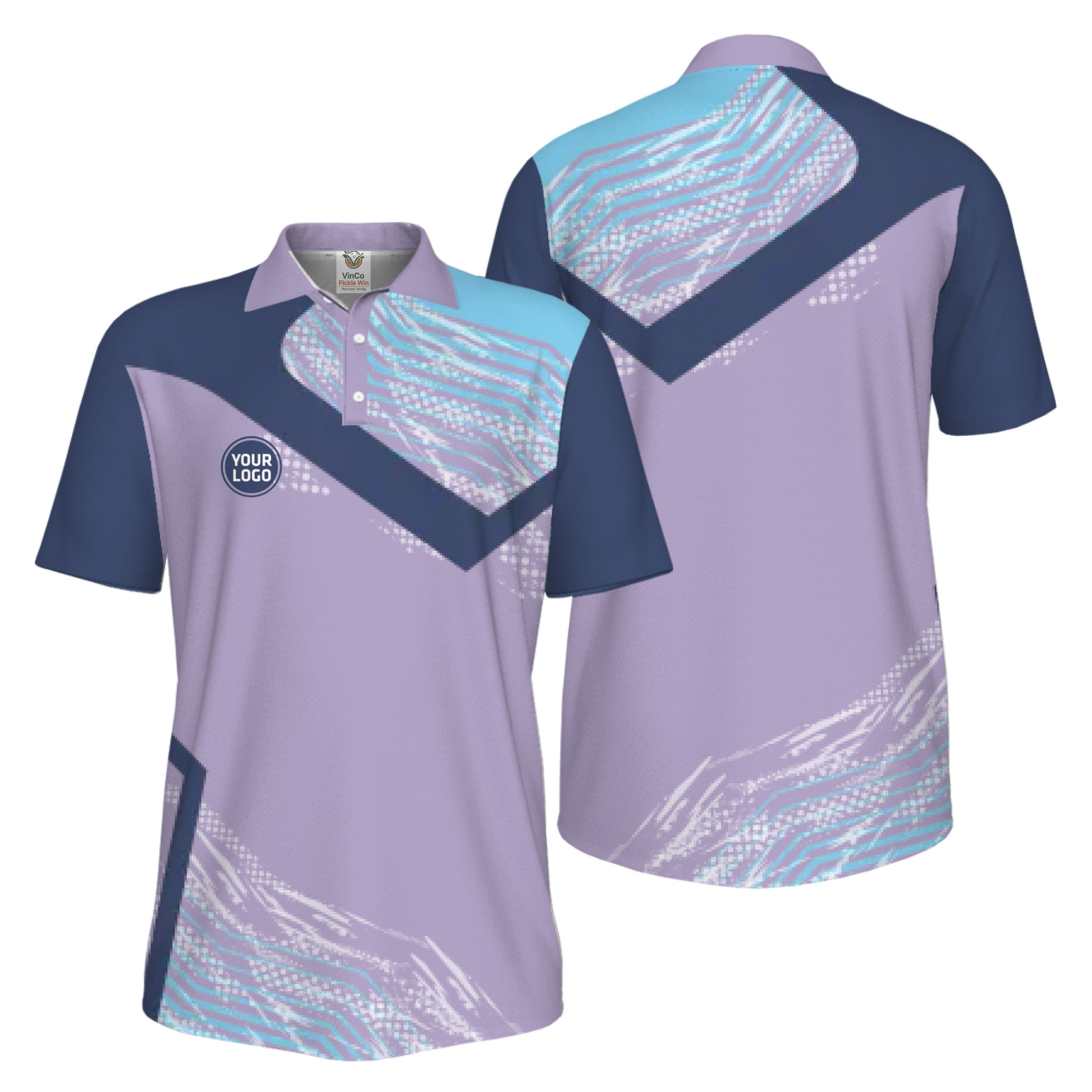 Picklewin Geometric Custom Logo UV Protection Pickleball Polo Shirt Men