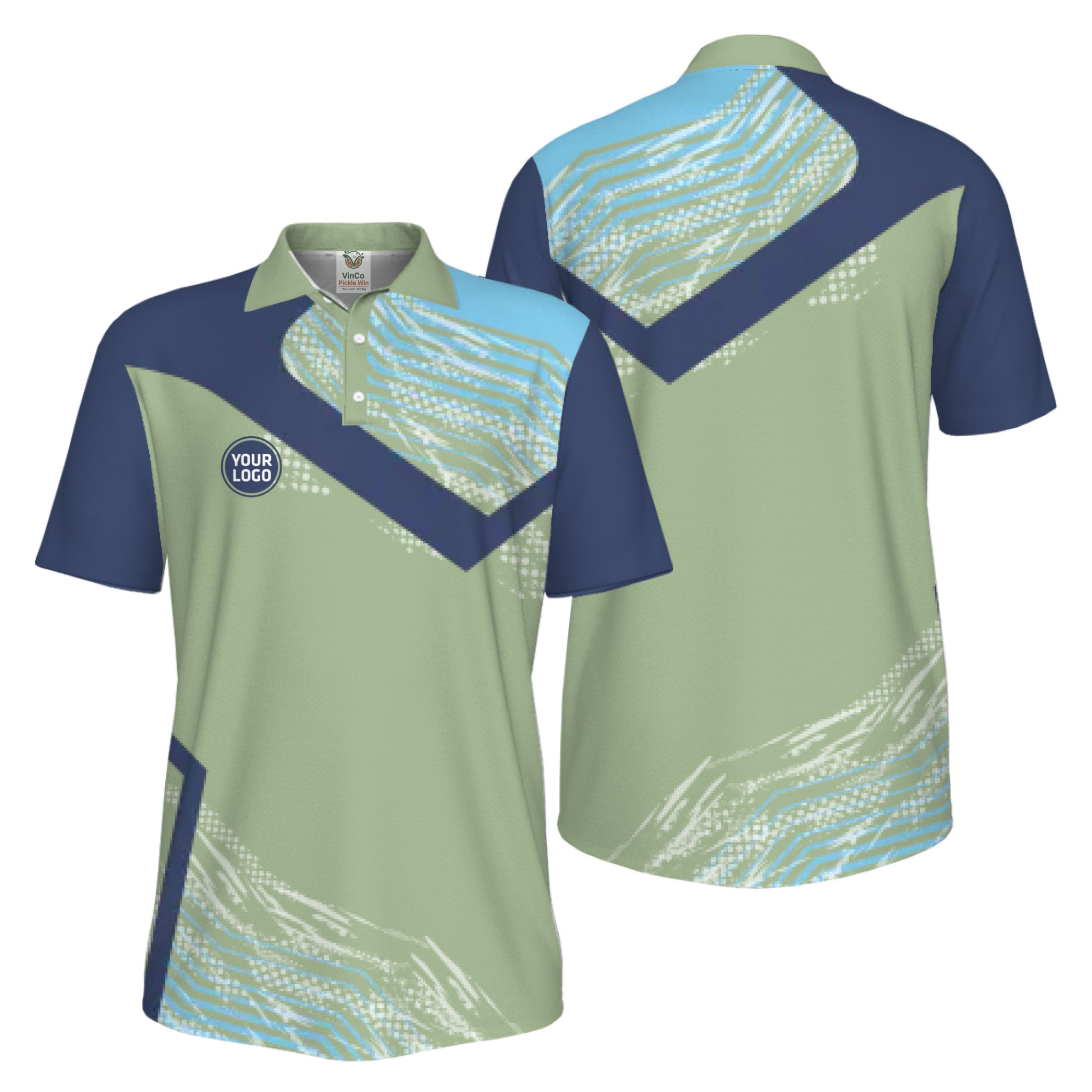 Picklewin Geometric Custom Logo UV Protection Pickleball Polo Shirt Men