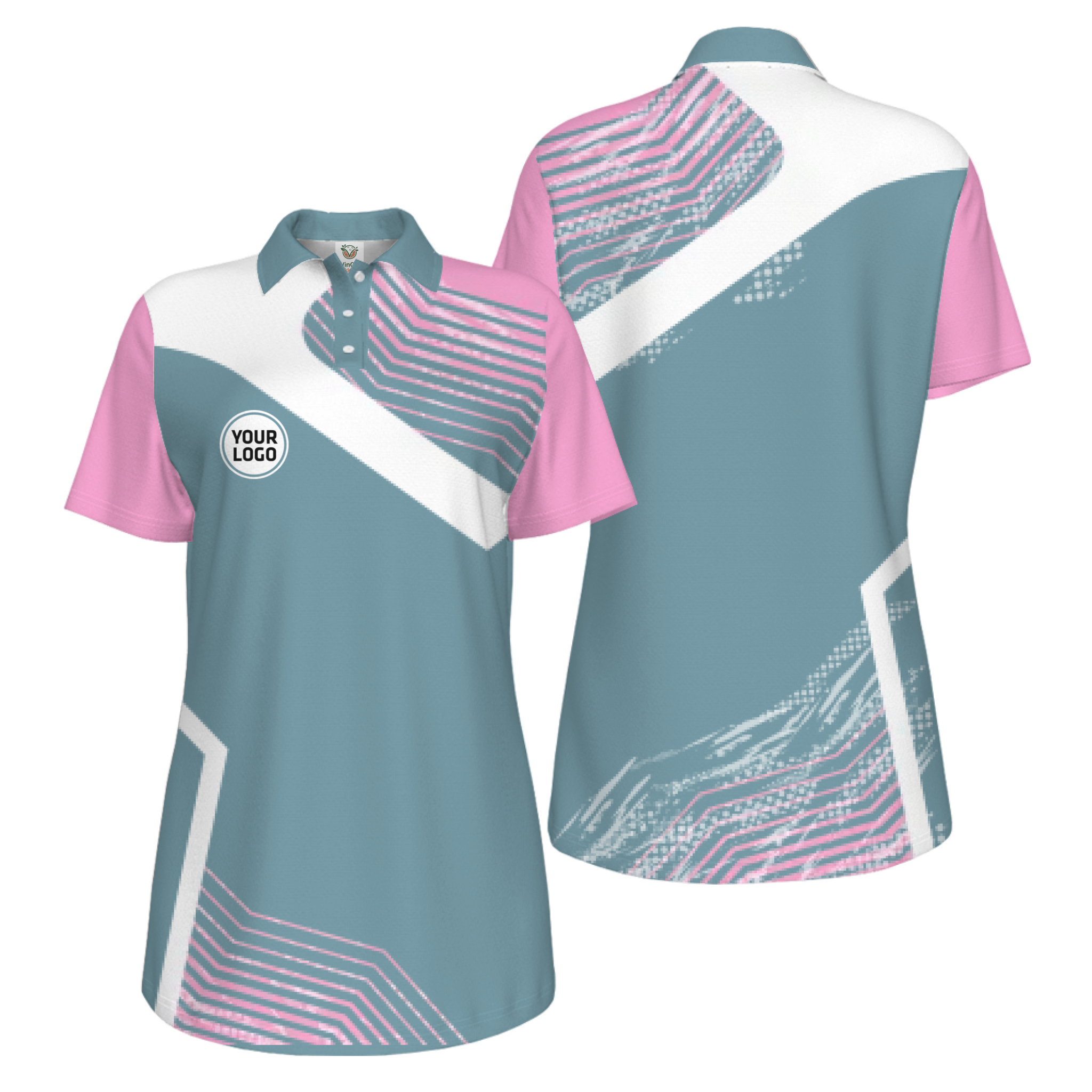 Picklewin Geometric Custom Logo UV Protection Pickleball Polo Shirt Women  - alternate