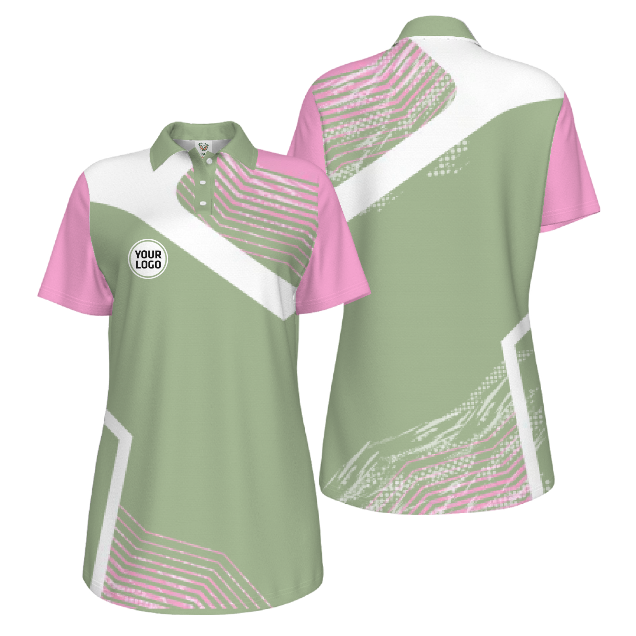 Picklewin Geometric Custom Logo UV Protection Pickleball Polo Shirt Women 