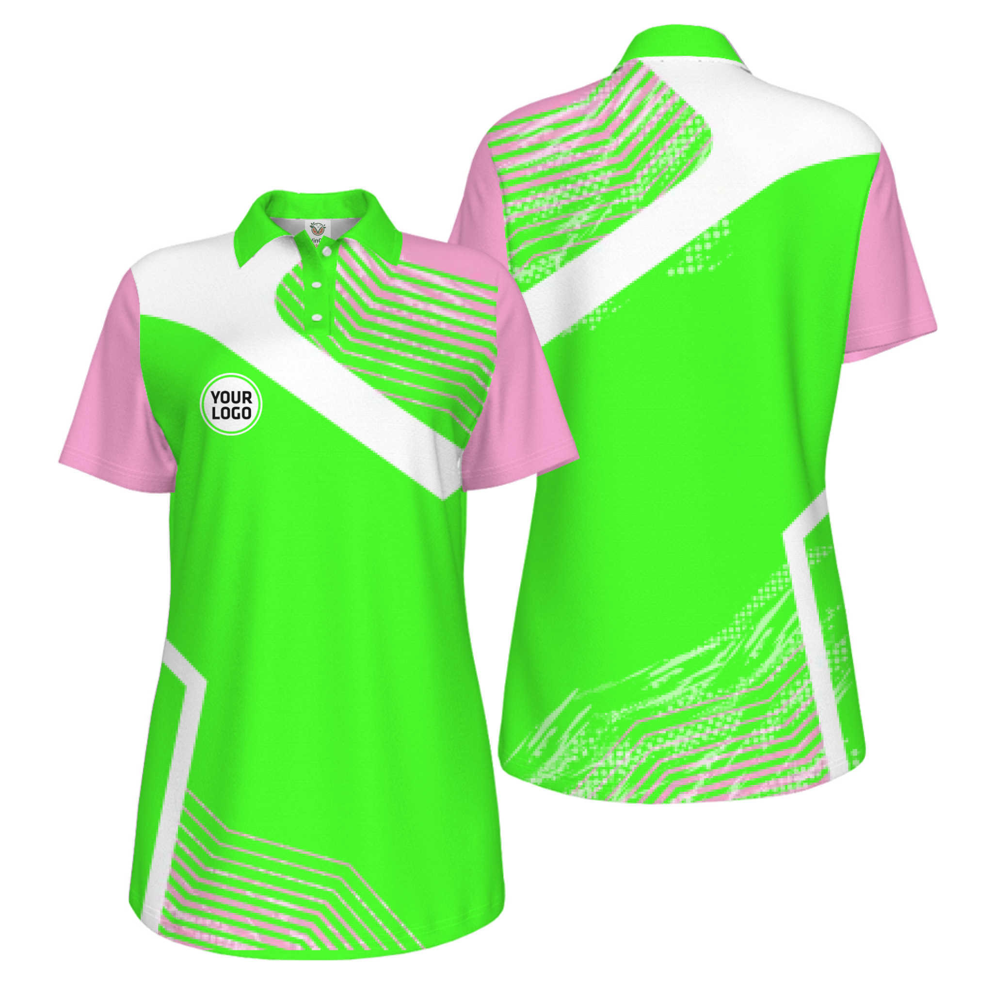 Picklewin Geometric Custom Logo UV Protection Pickleball Polo Shirt Women 