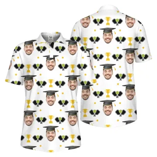 Picklewin Graduation Gift Custom Face Pickleball Men Polo Shirt UV Protection