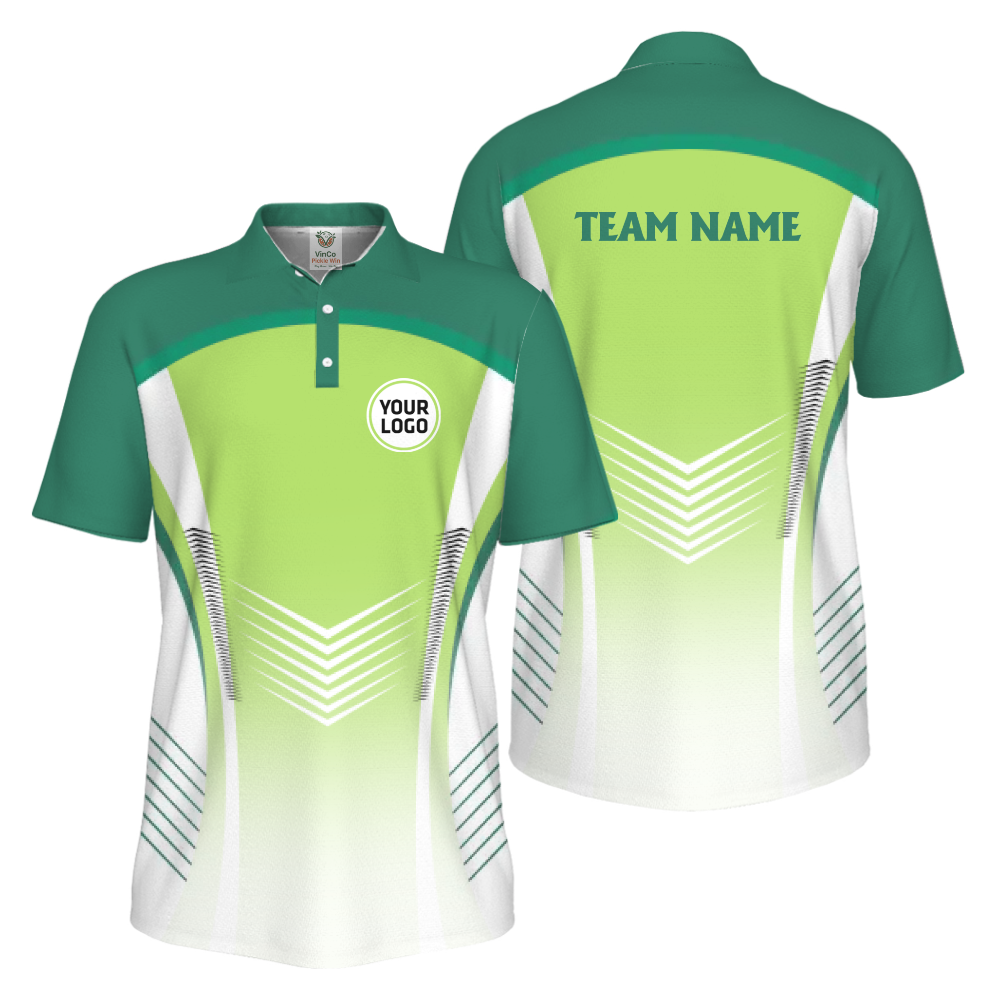 Picklewin Green Custom UV Protection Men Pickleball Polo Shirt With Logo And Name 