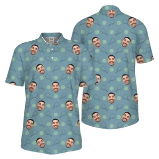 Picklewin Live Preview Custom Faces Pickleball UV Protection Polo Shirt Men