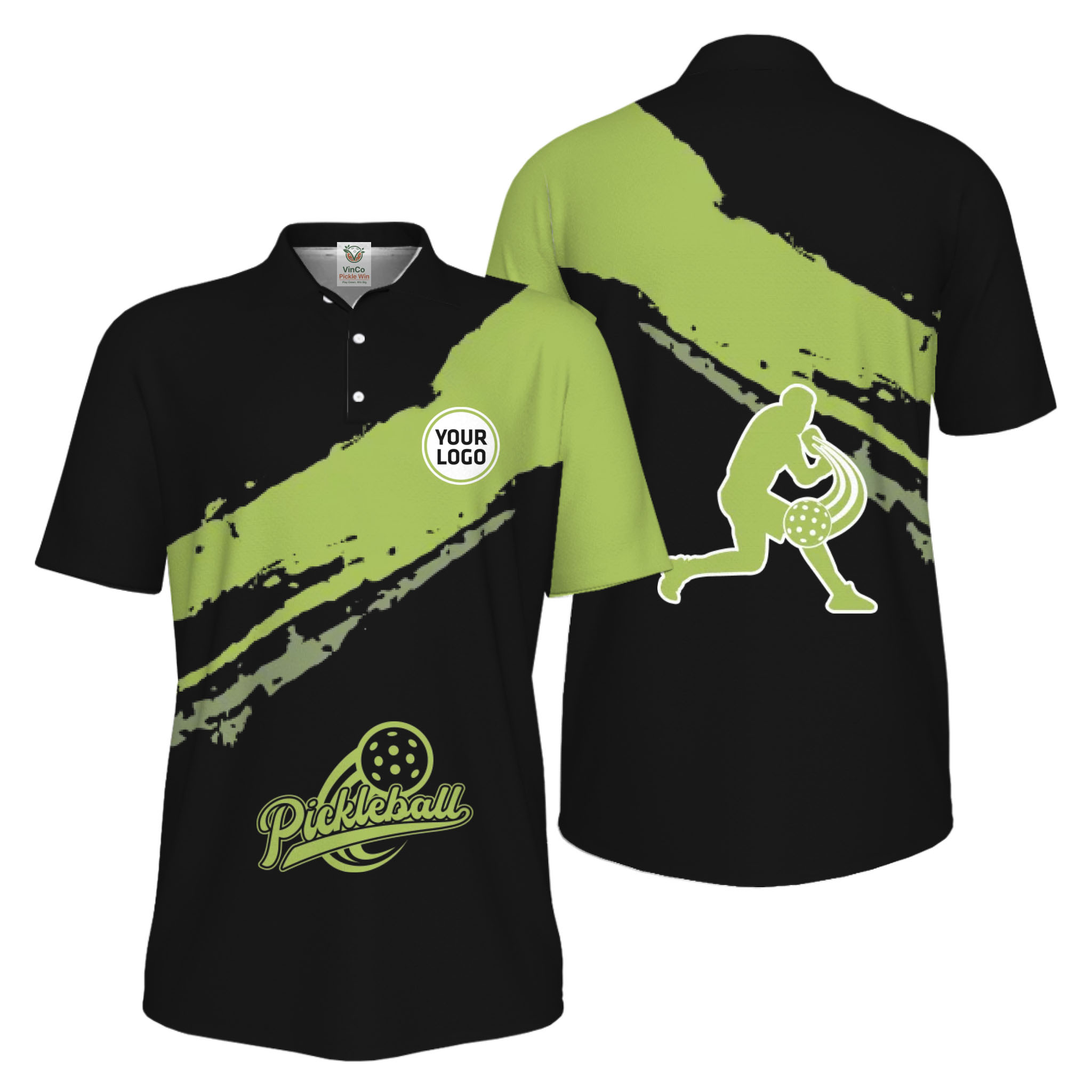 Picklewin Live Preview Custom Logo UV Protection Pickleball Polo Shirt For Men 
