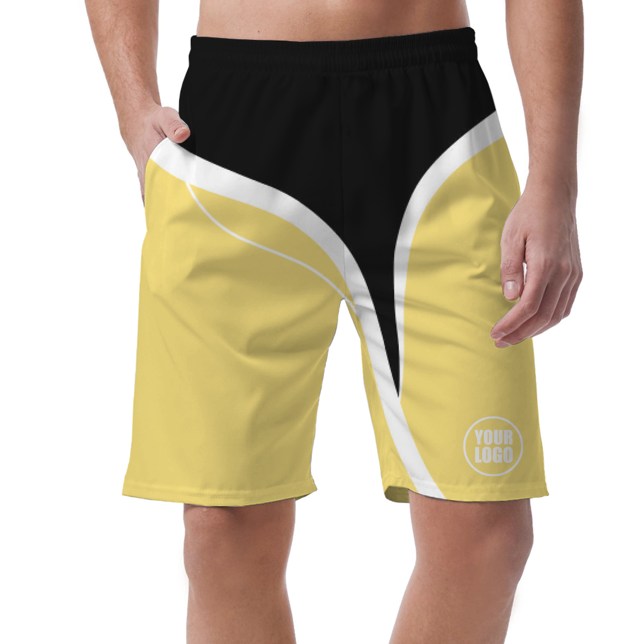 Picklewin Men's Customized Short Pants With Simple Curves - alternate