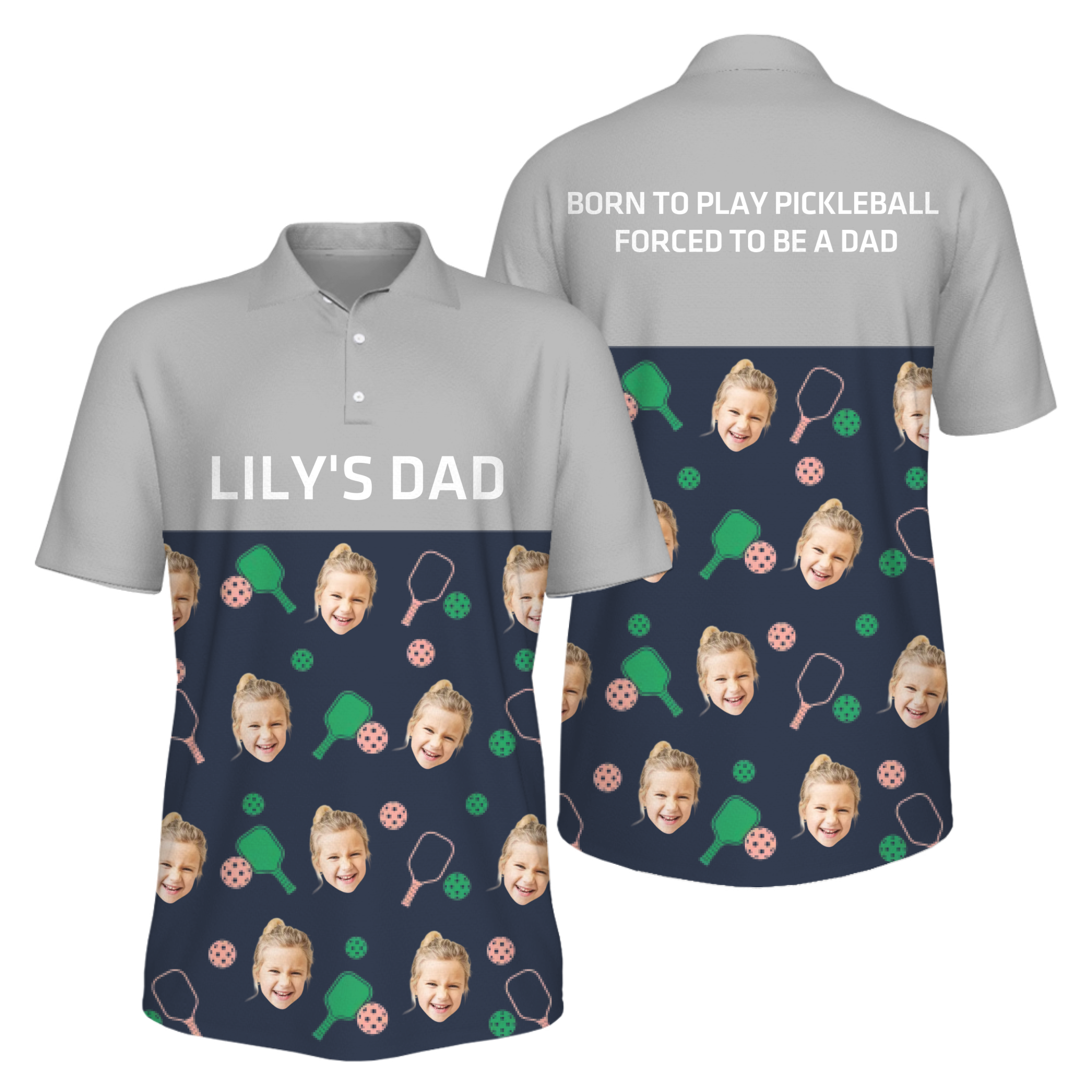 Picklewin Men's UV Protection Polo Shirt Customized For Father's Day - alternate