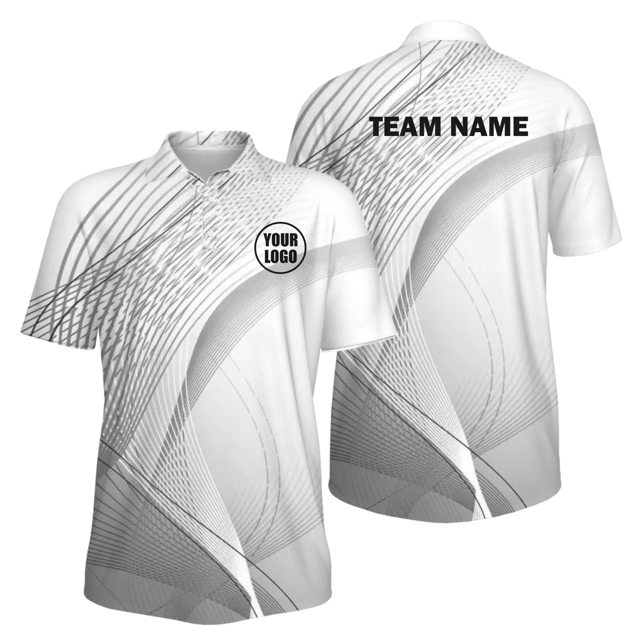 Picklewin Men's UV Protection Polo Shirt Wavy Flow