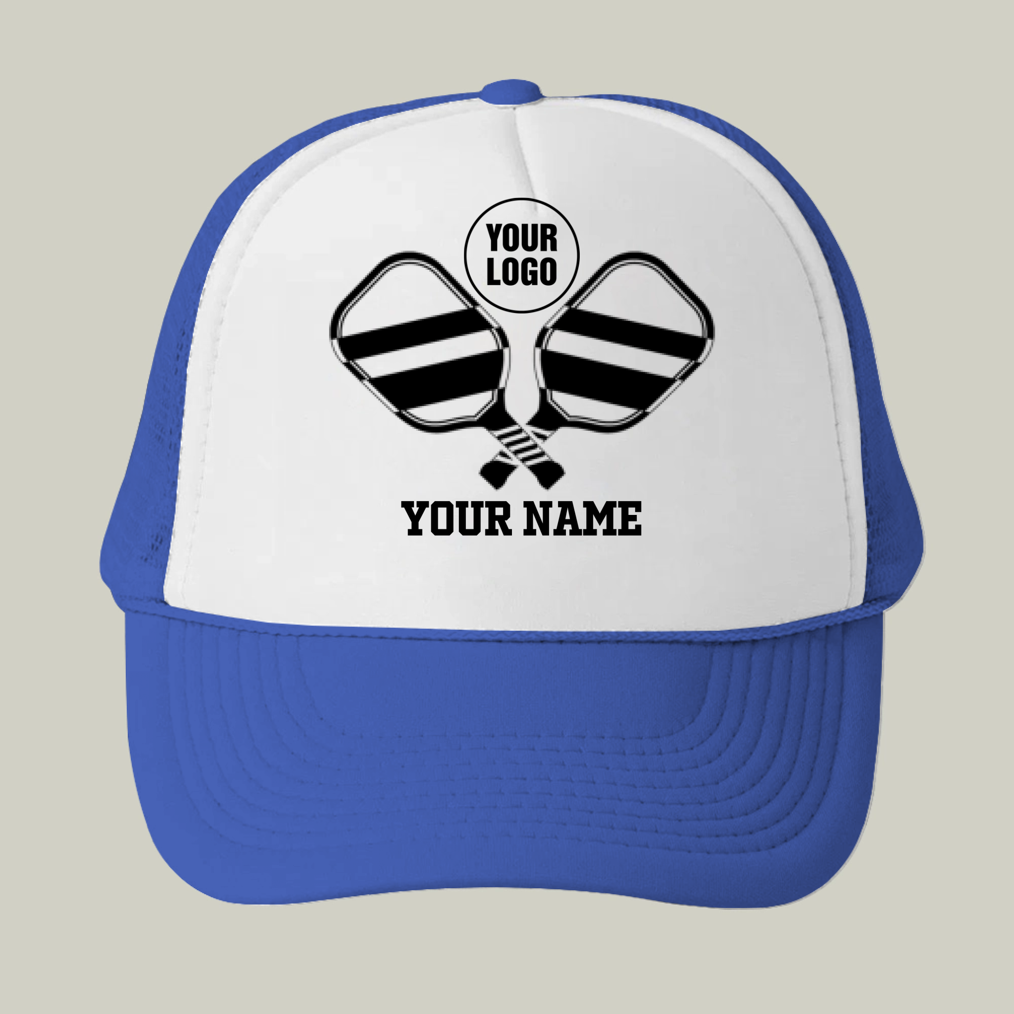 Picklewin Minimal Black And White Custom Pickleball Trucker Cap For Men