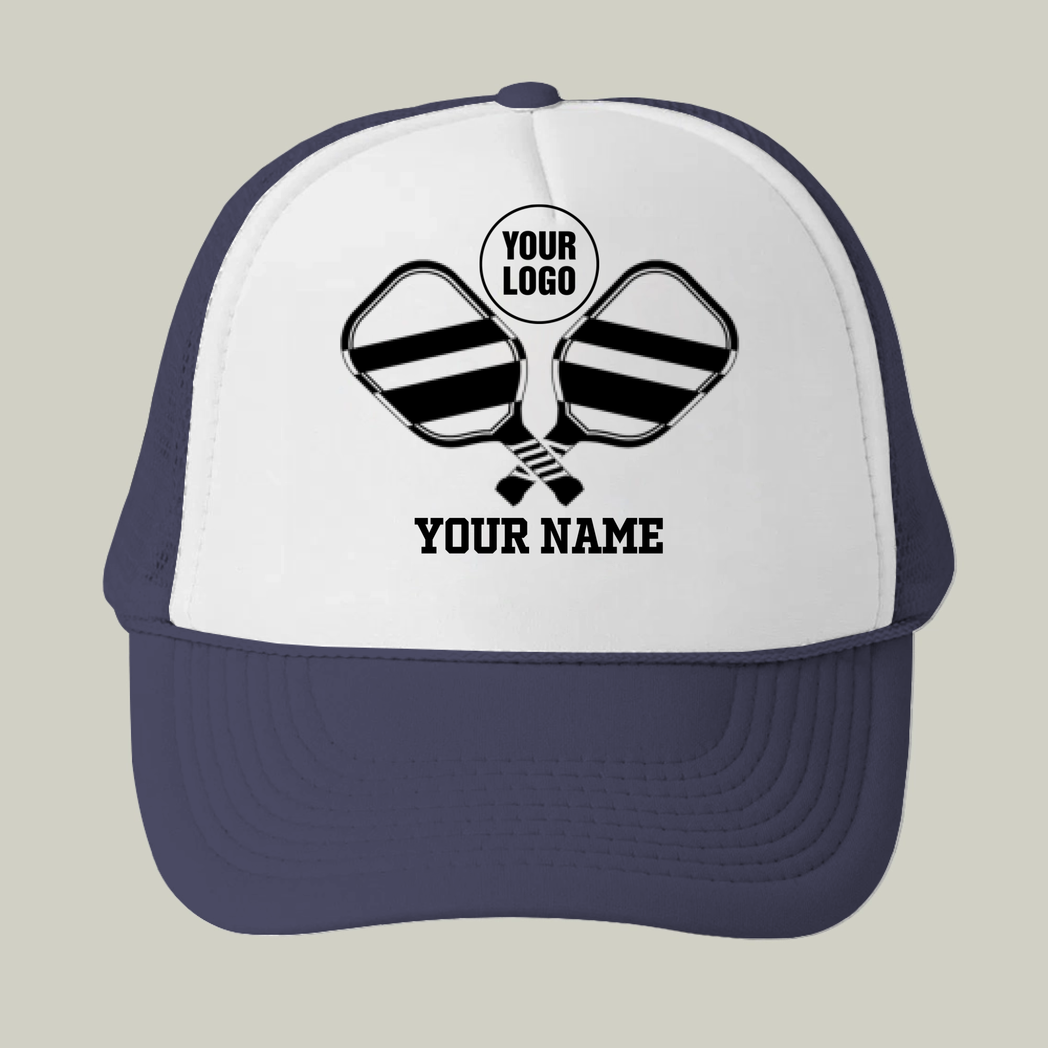 Picklewin Minimal Black And White Custom Pickleball Trucker Cap For Men