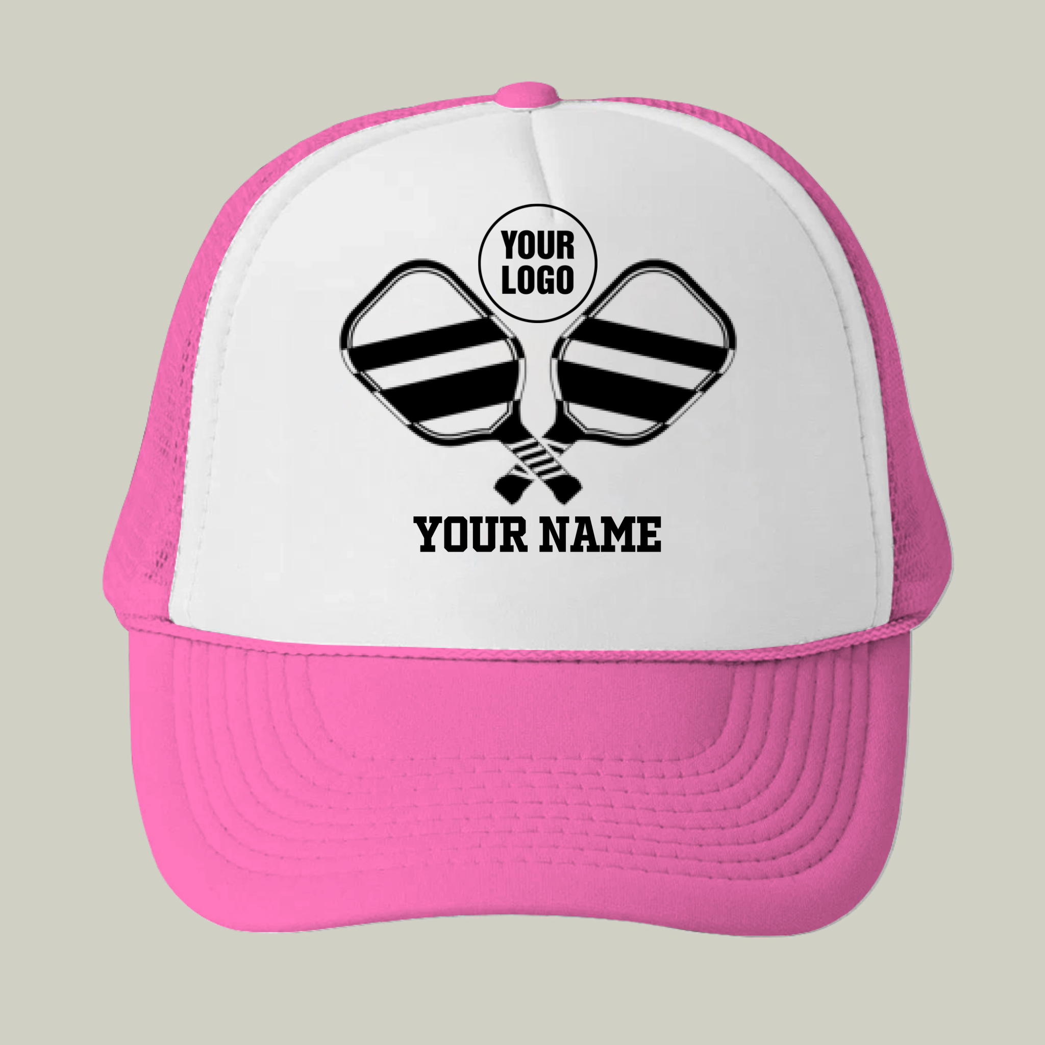 Picklewin Minimal Black And White Custom Pickleball Trucker Cap For Men