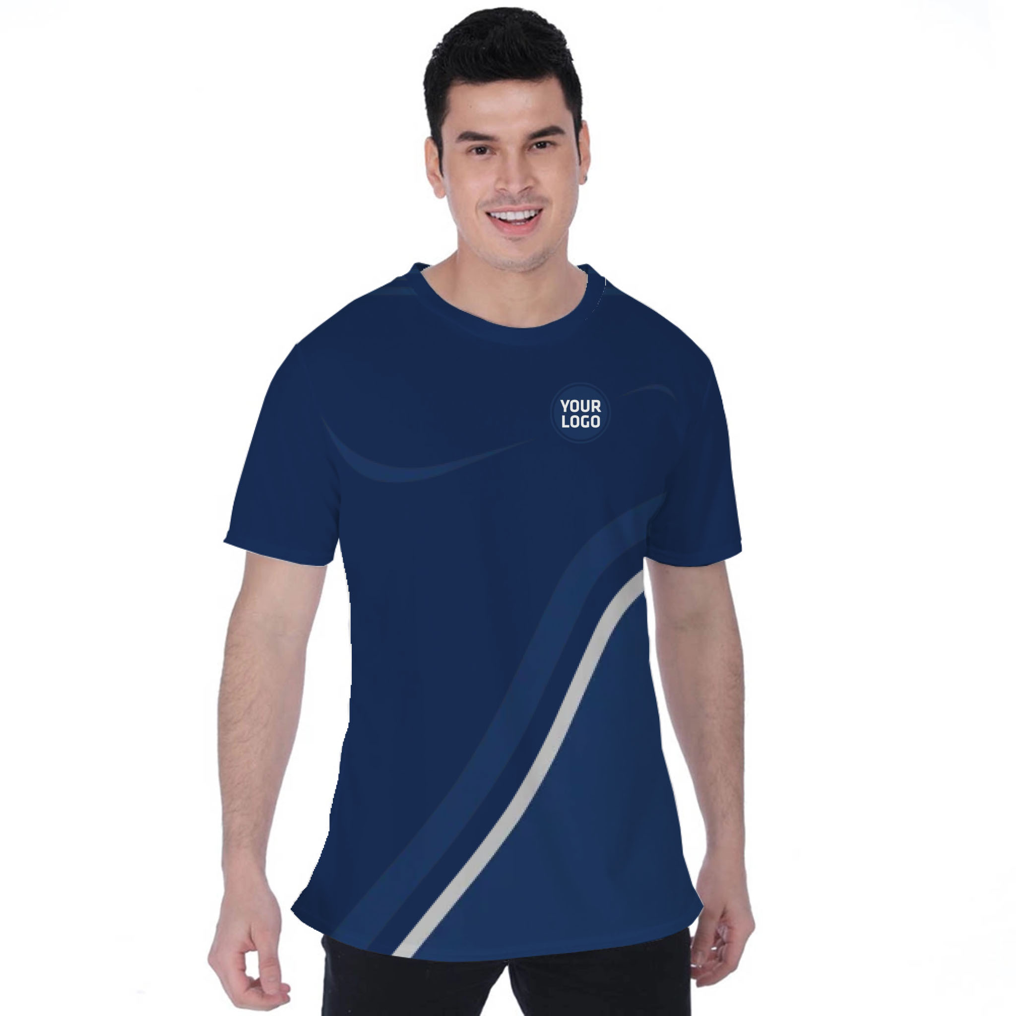 Picklewin Minimalist Custom Team Logo And Name Birdseye Men T-shirt 