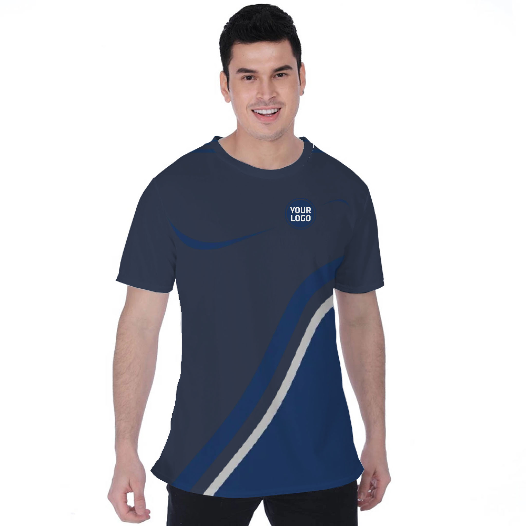 Picklewin Minimalist Custom Team Logo And Name Birdseye Men T-shirt 