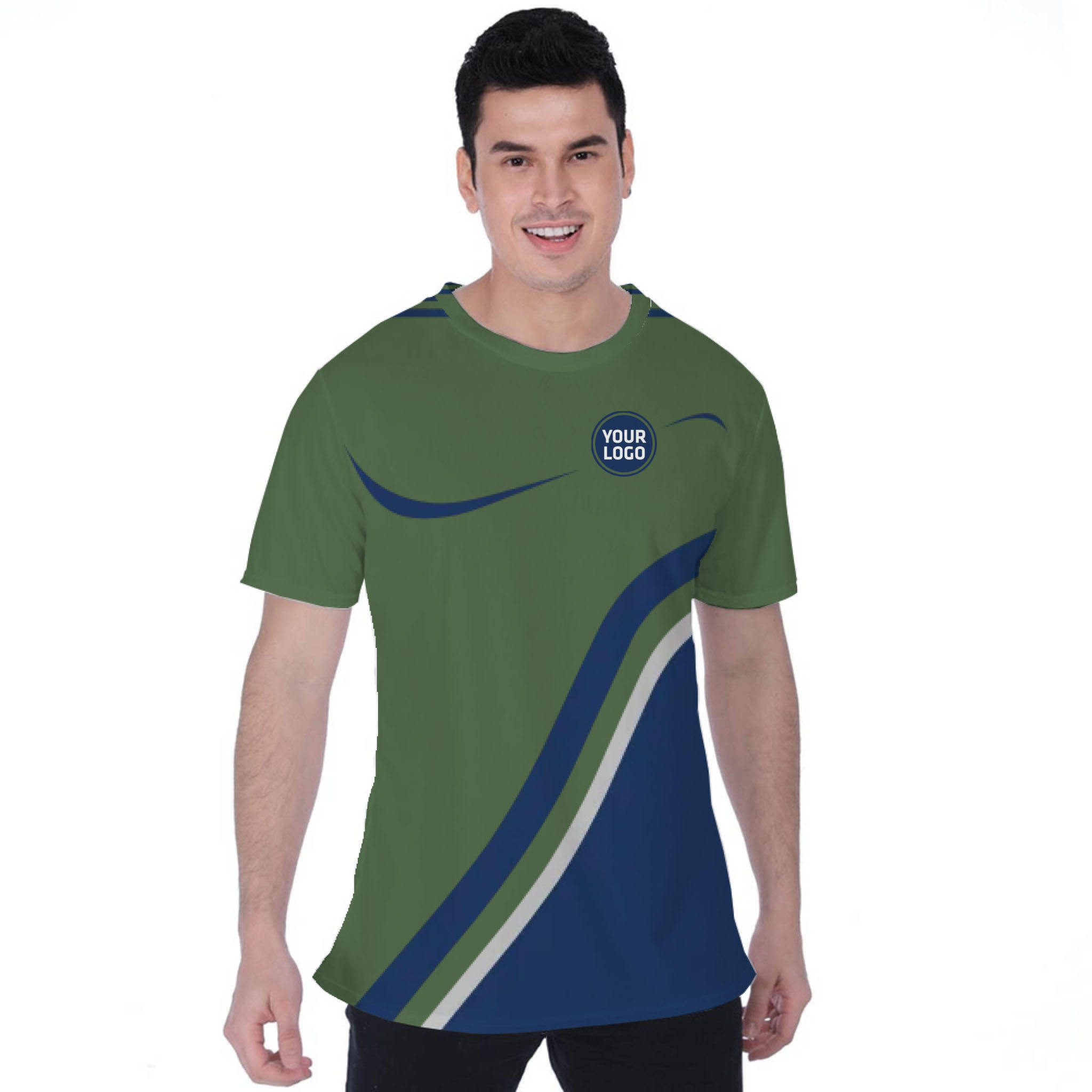 Picklewin Minimalist Custom Team Logo And Name Birdseye Men T-shirt 