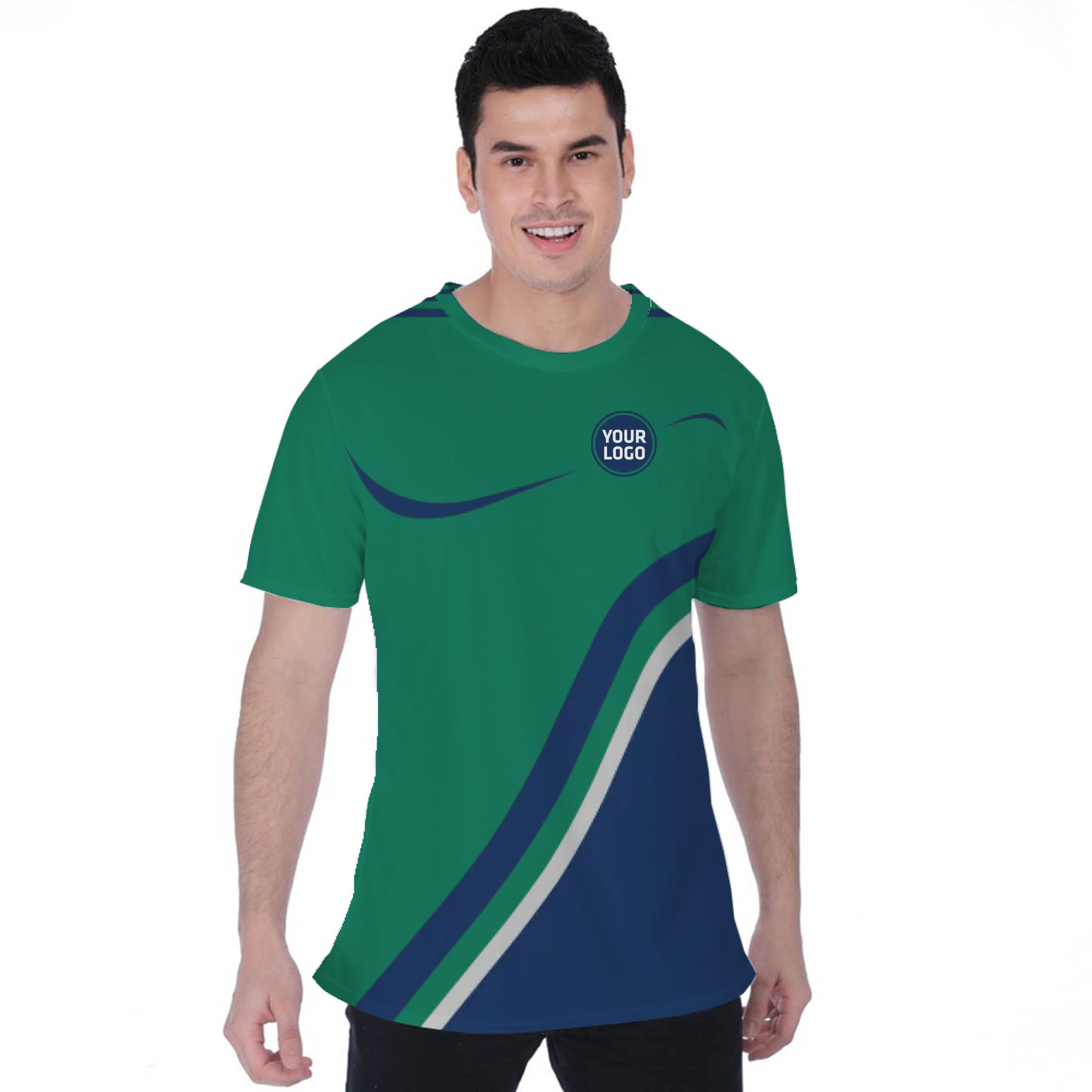 Picklewin Minimalist Custom Team Logo And Name Birdseye Men T-shirt 