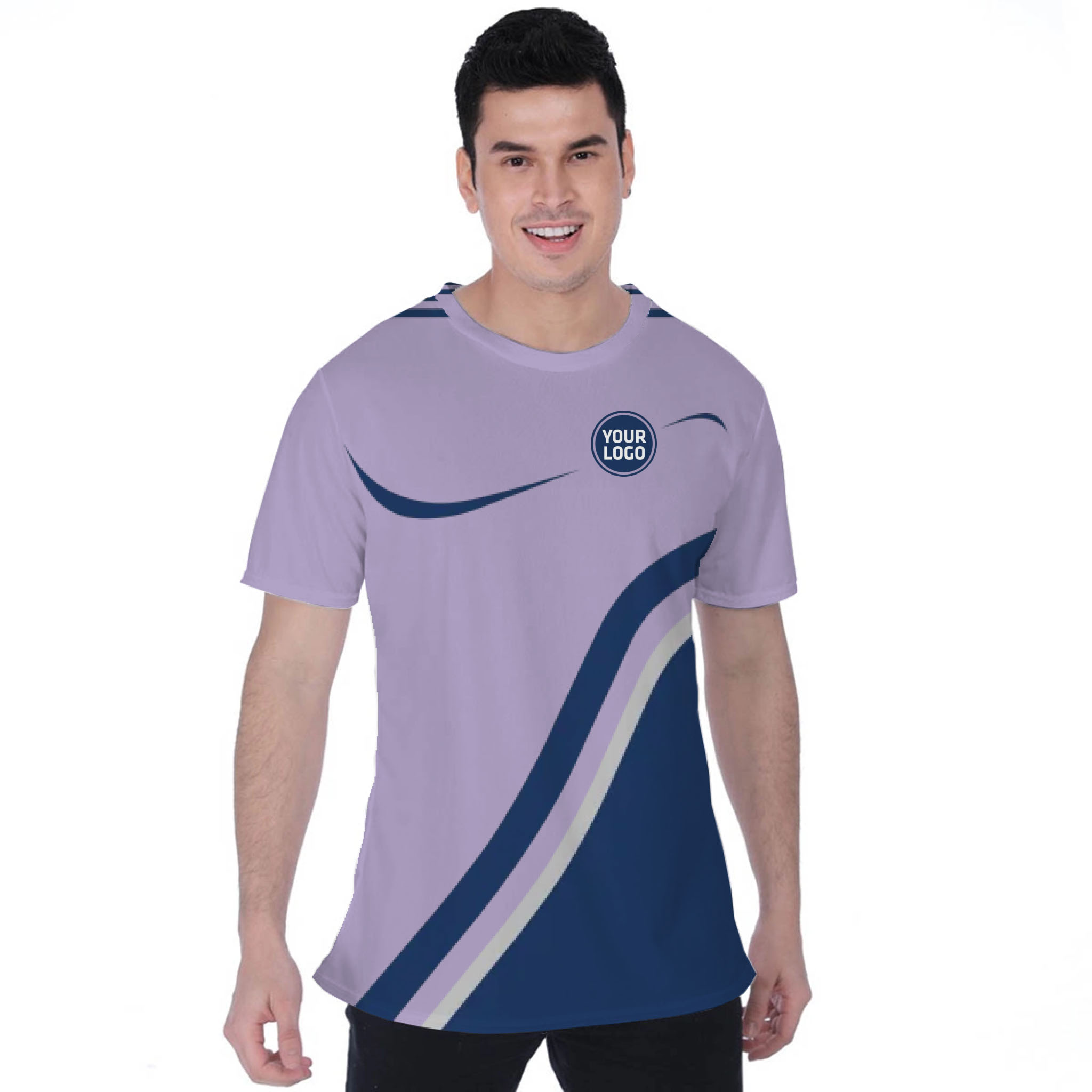 Picklewin Minimalist Custom Team Logo And Name Birdseye Men T-shirt 