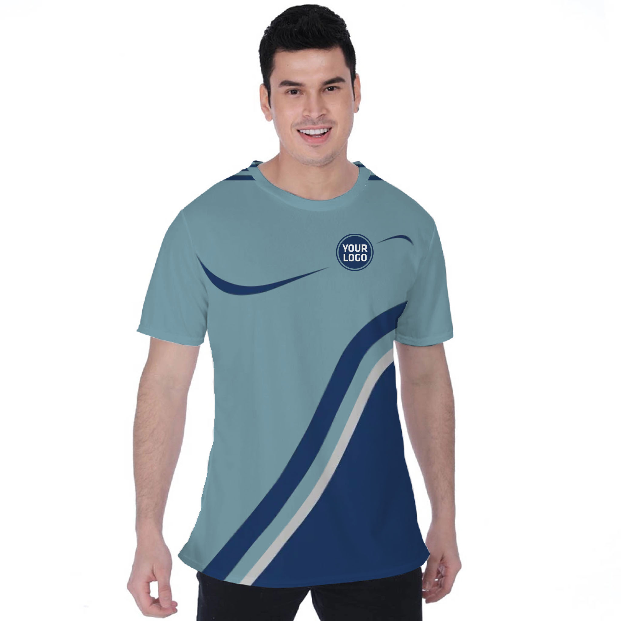 Picklewin Minimalist Custom Team Logo And Name Birdseye Men T-shirt 