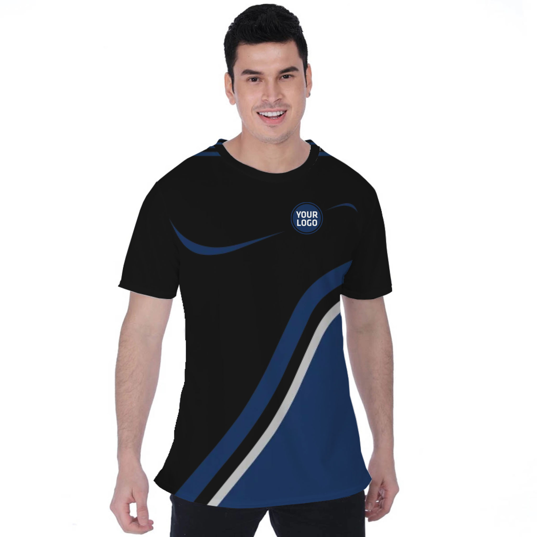 Picklewin Minimalist Custom Team Logo And Name Birdseye Men T-shirt 