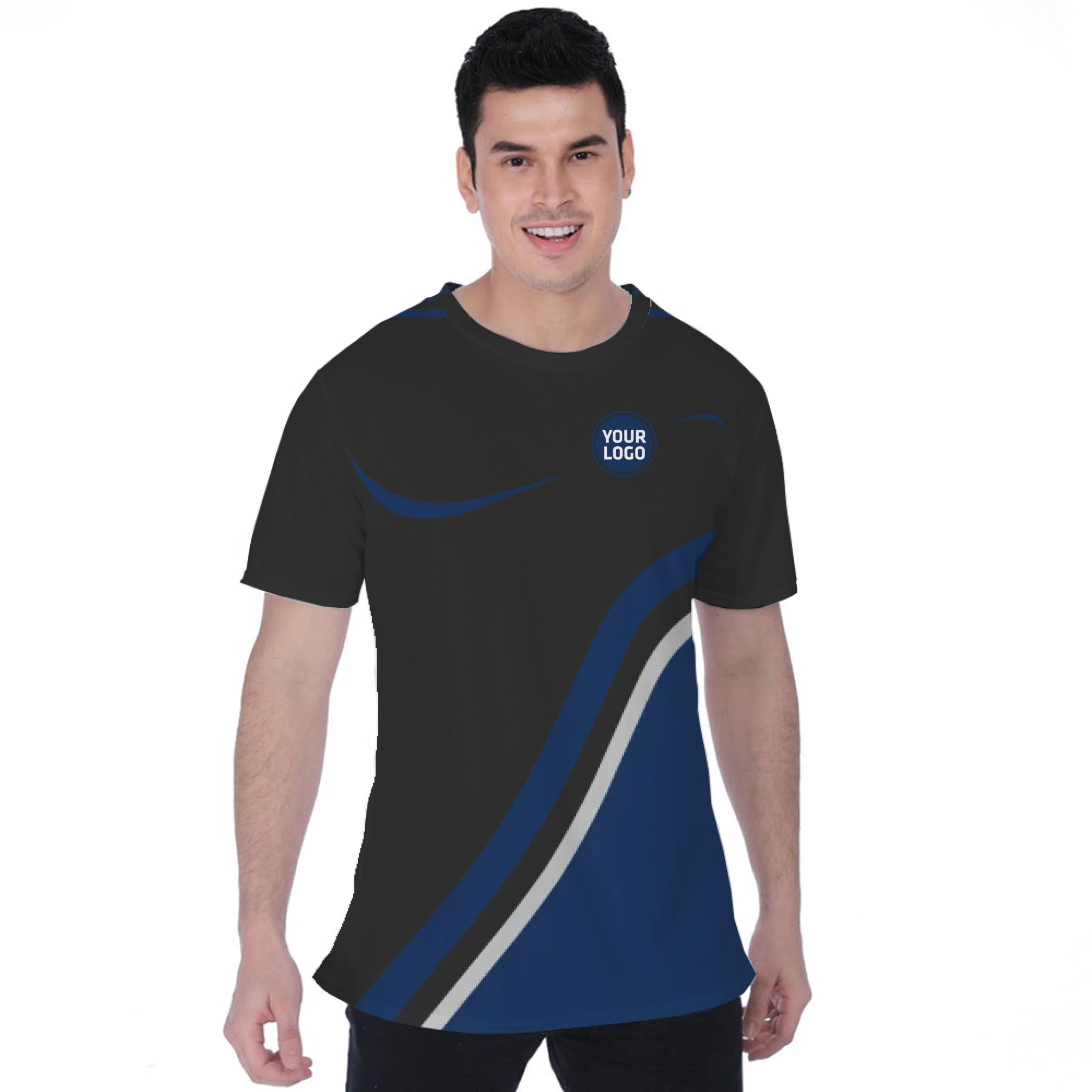 Picklewin Minimalist Custom Team Logo And Name Birdseye Men T-shirt 