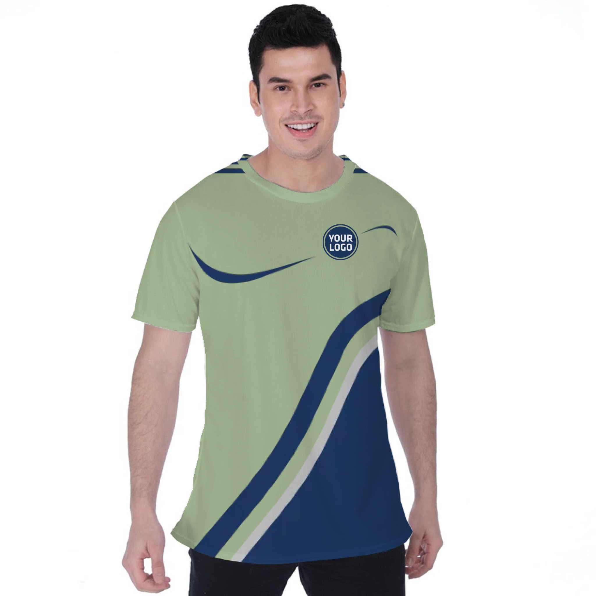 Picklewin Minimalist Custom Team Logo And Name Birdseye Men T-shirt 