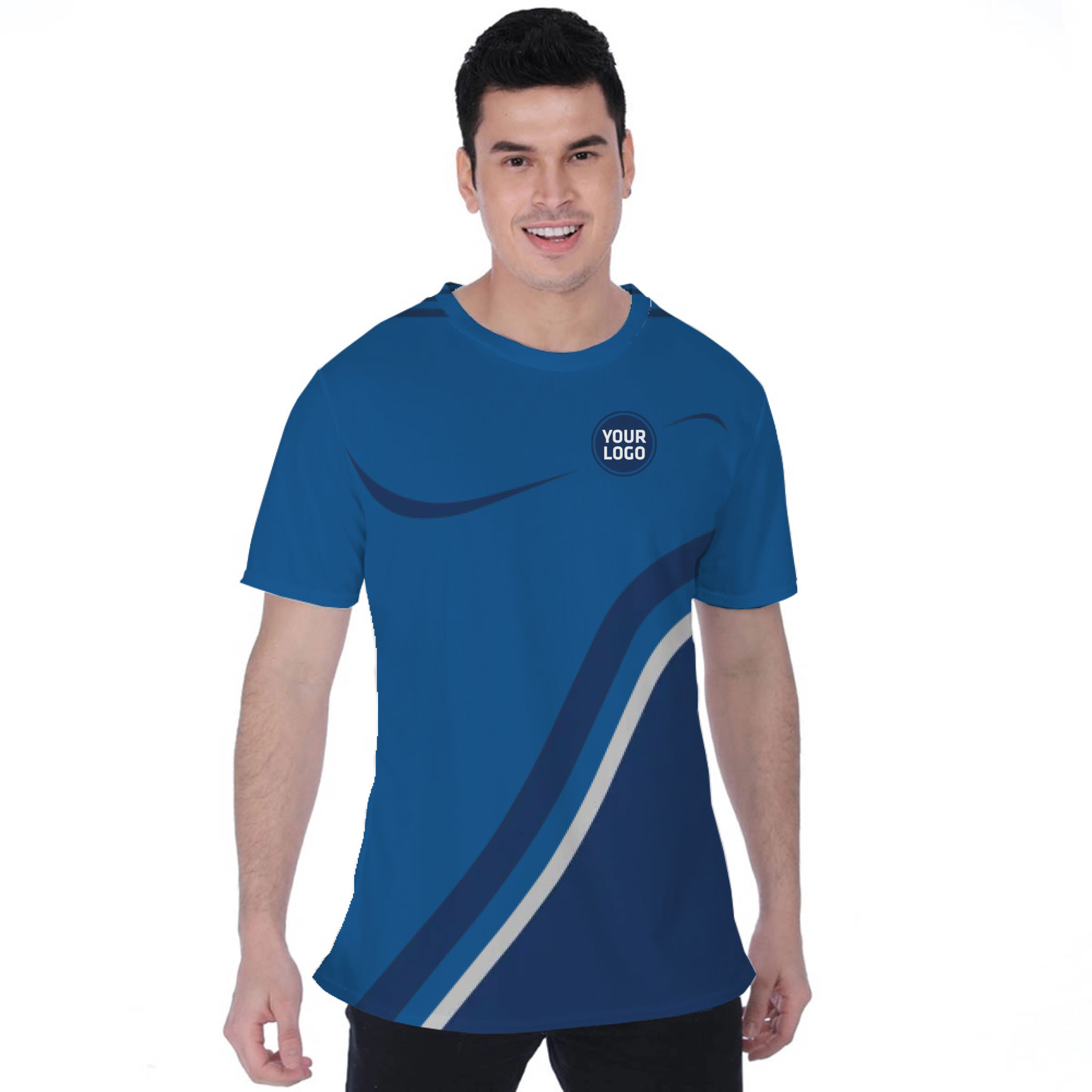 Picklewin Minimalist Custom Team Logo And Name Birdseye Men T-shirt 