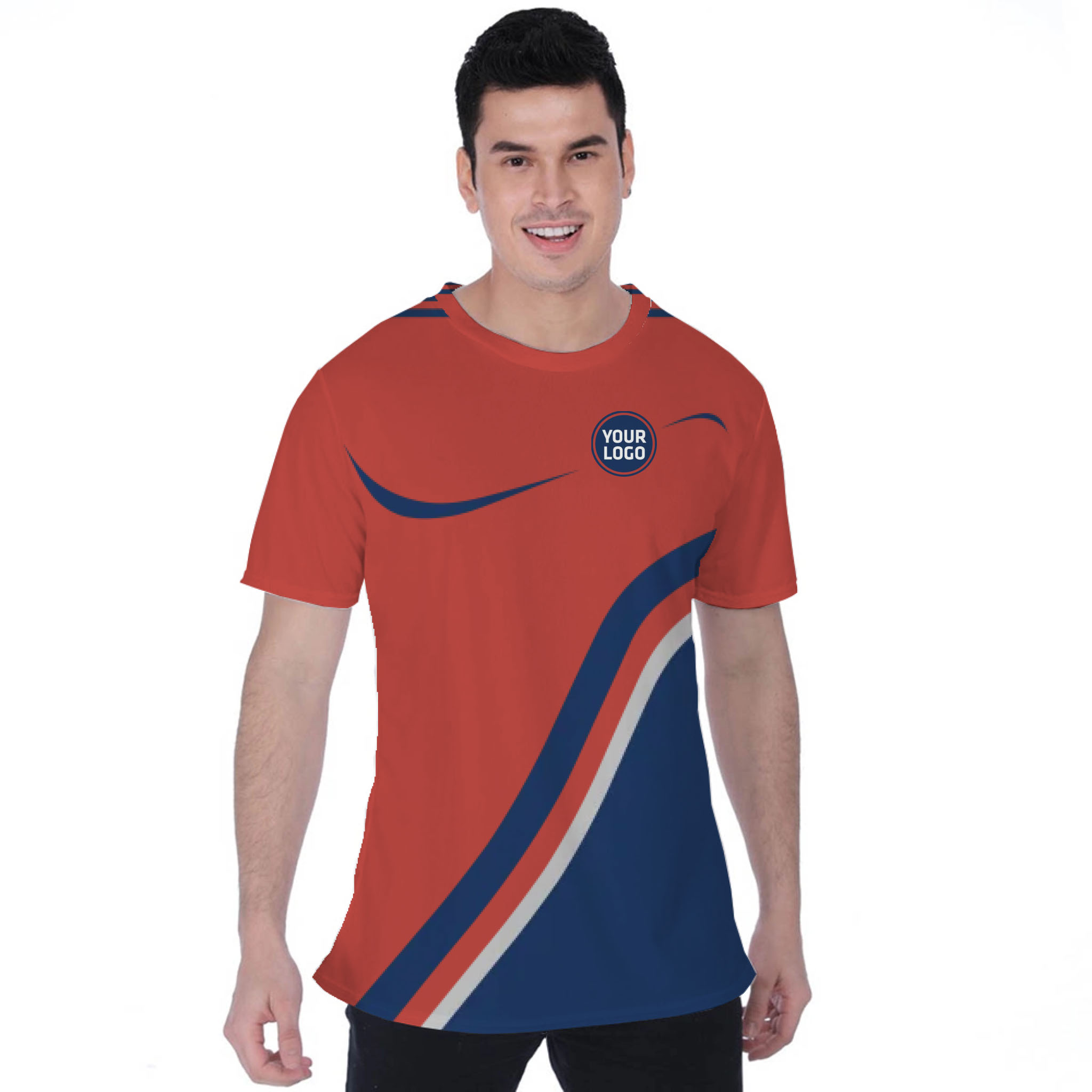 Picklewin Minimalist Custom Team Logo And Name Birdseye Men T-shirt 