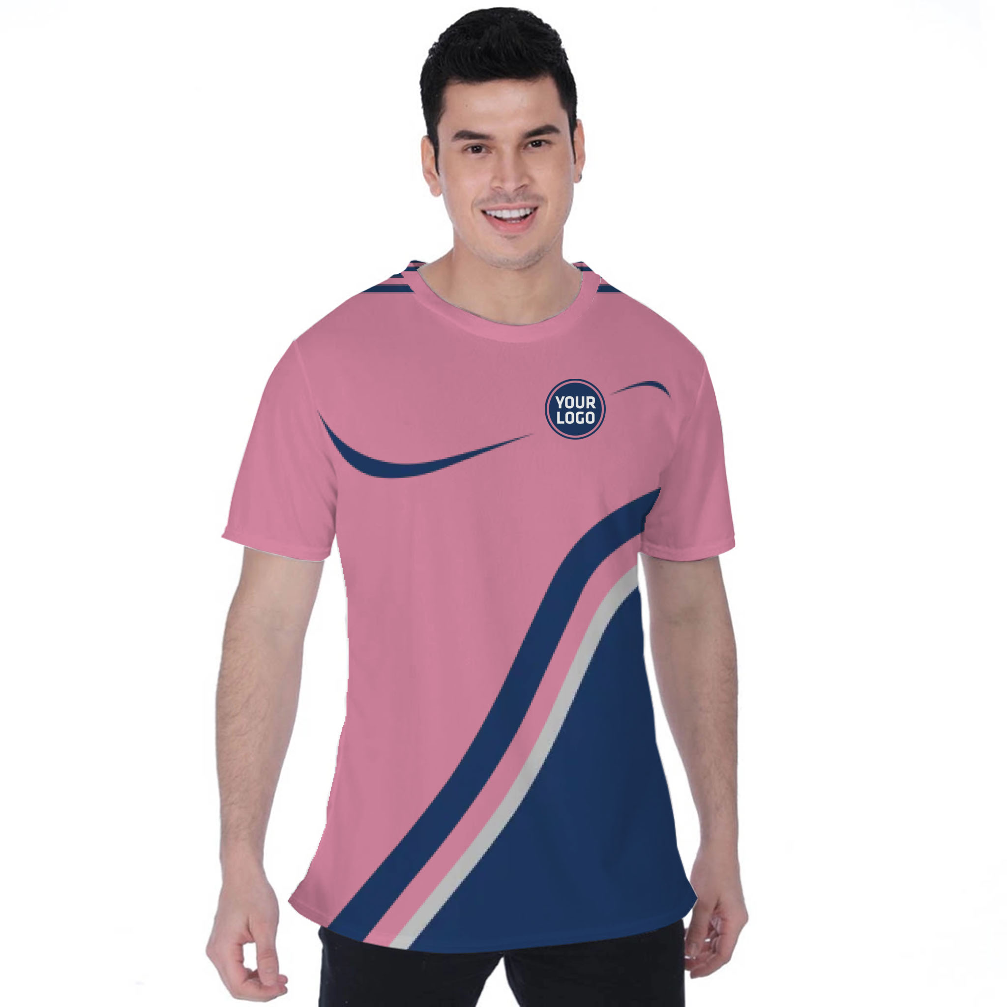Picklewin Minimalist Custom Team Logo And Name Birdseye Men T-shirt 