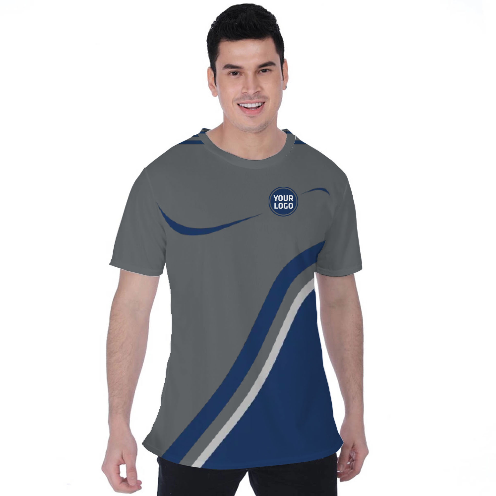 Picklewin Minimalist Custom Team Logo And Name Birdseye Men T-shirt 