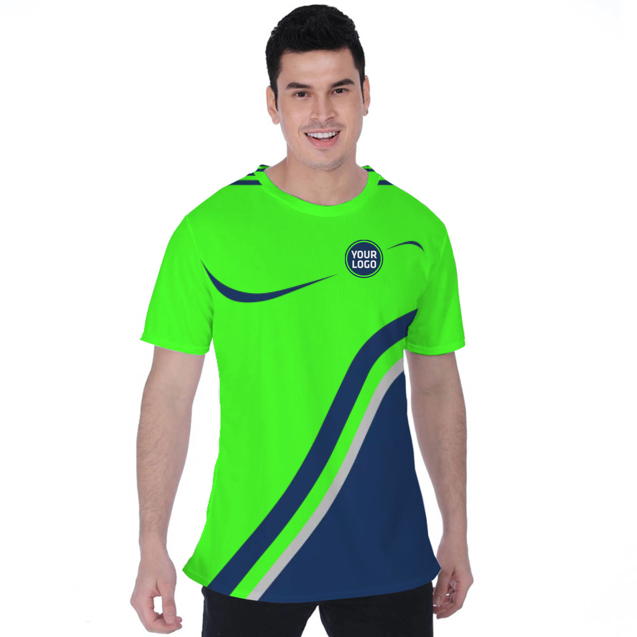 Picklewin Minimalist Custom Team Logo And Name Birdseye Men T-shirt 