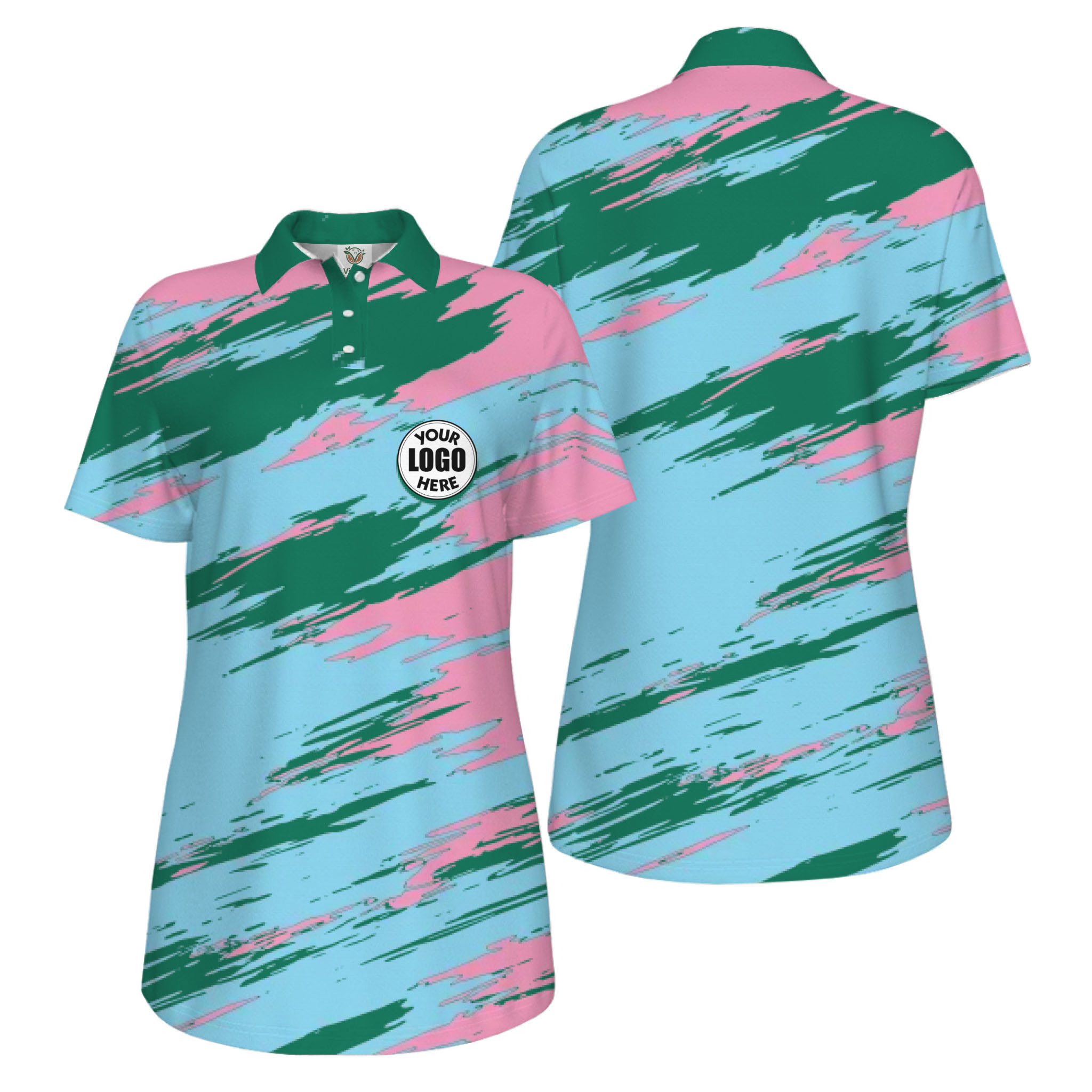 Picklewin Modern Brush Pattern Custom Logo Women Pickleball Polo Shirt
