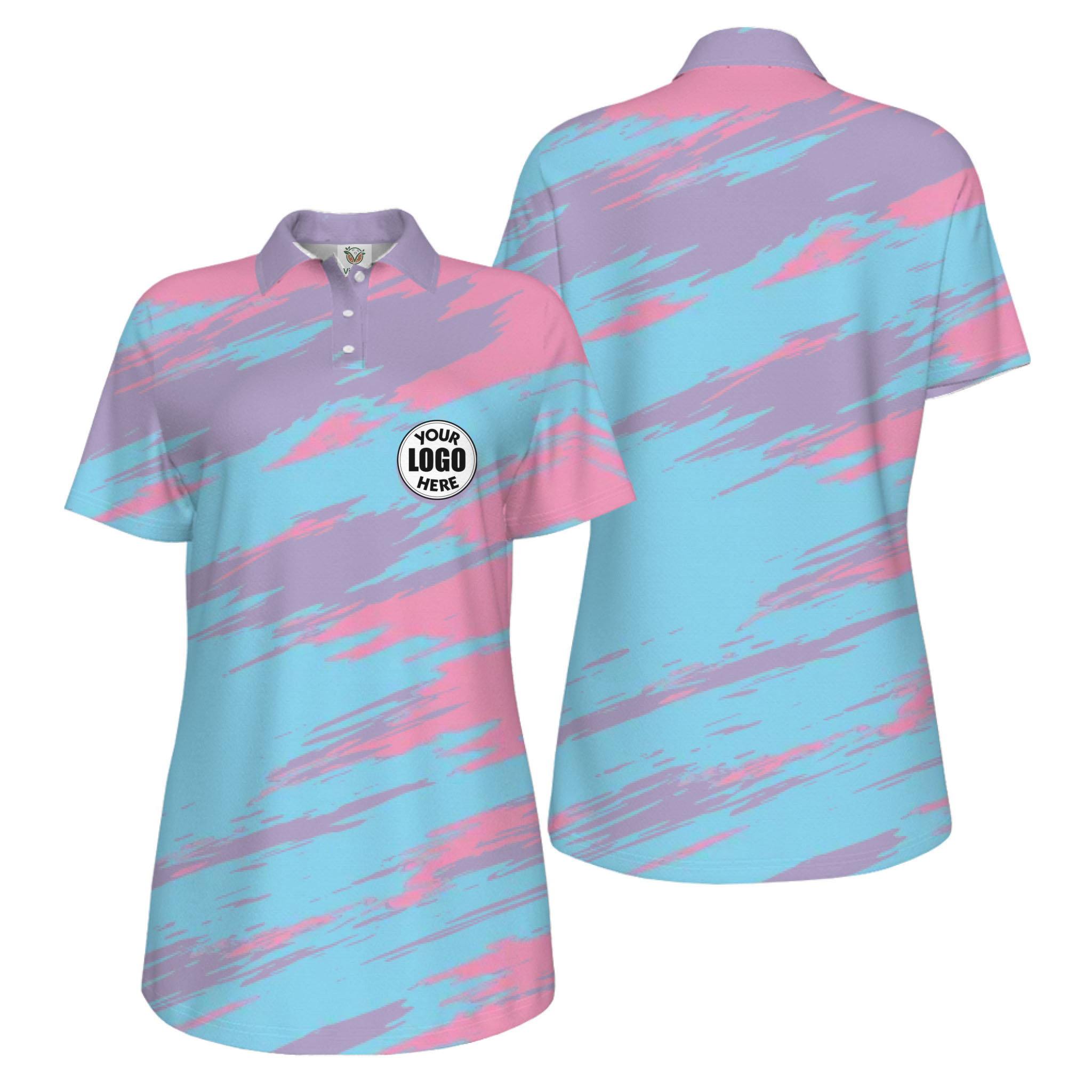 Picklewin Modern Brush Pattern Custom Logo Women Pickleball Polo Shirt