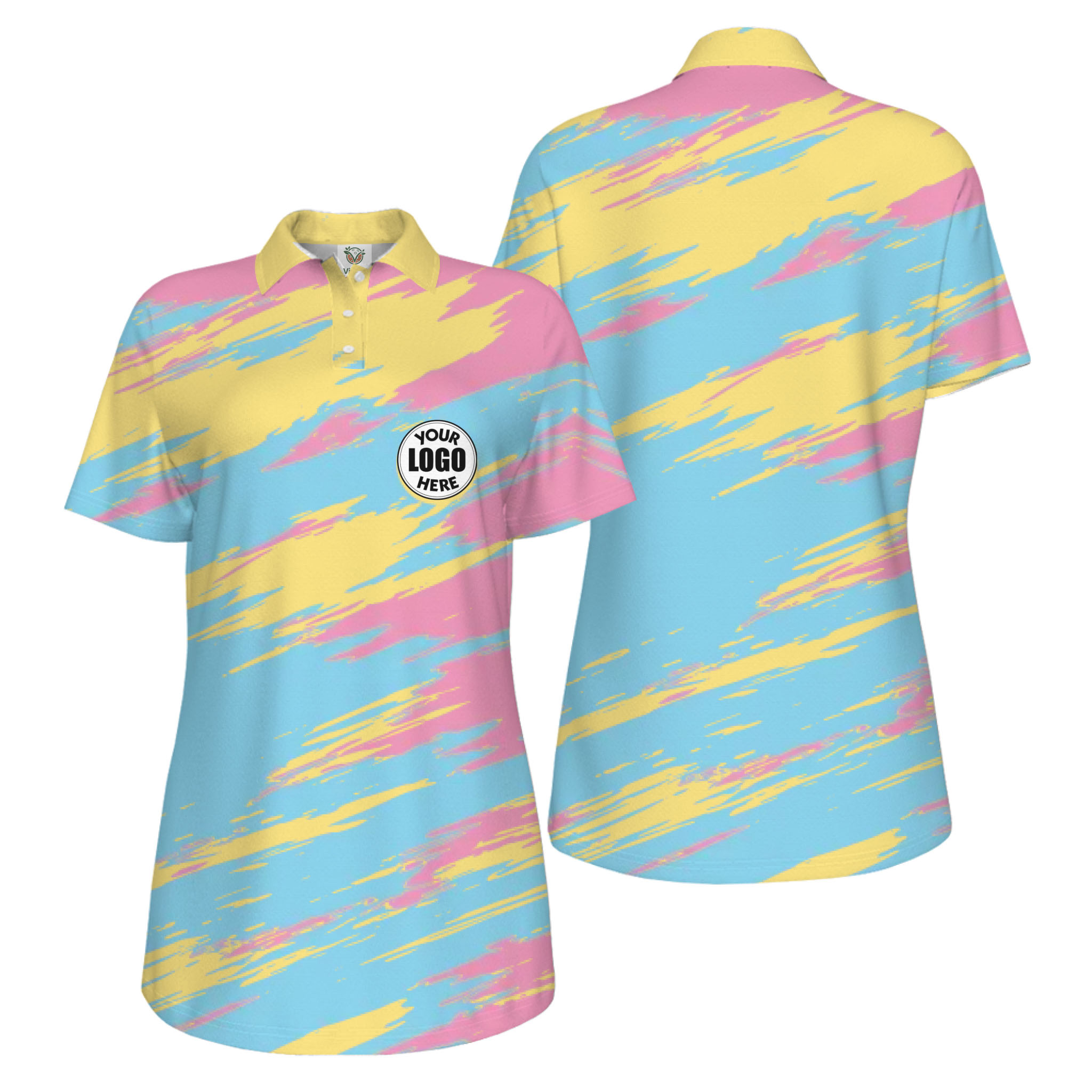Picklewin Modern Brush Pattern Custom Logo Women Pickleball Polo Shirt