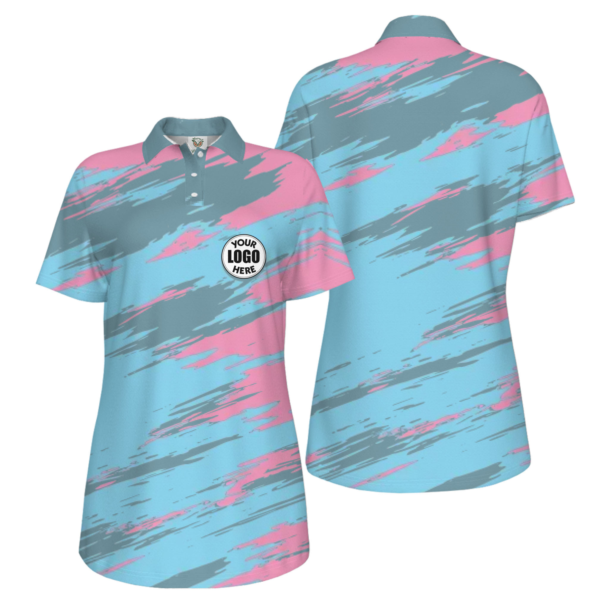 Picklewin Modern Brush Pattern Custom Logo Women Pickleball Polo Shirt