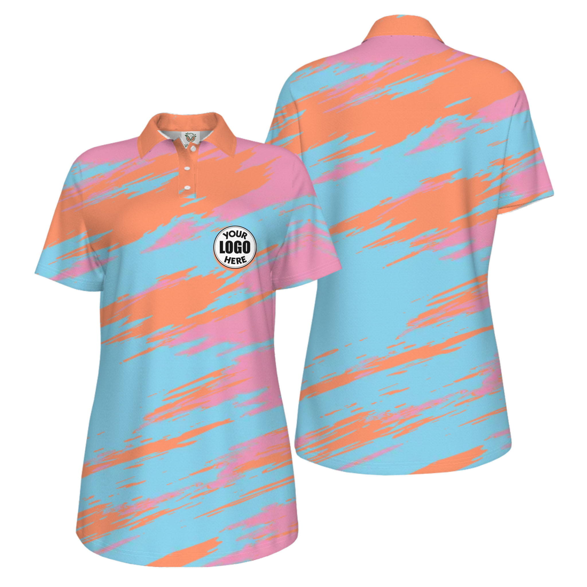 Picklewin Modern Brush Pattern Custom Logo Women Pickleball Polo Shirt
