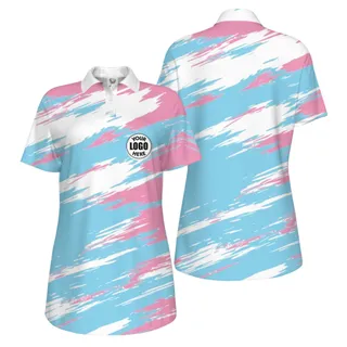 Picklewin Modern Brush Pattern Custom Logo Women Pickleball Polo Shirt
