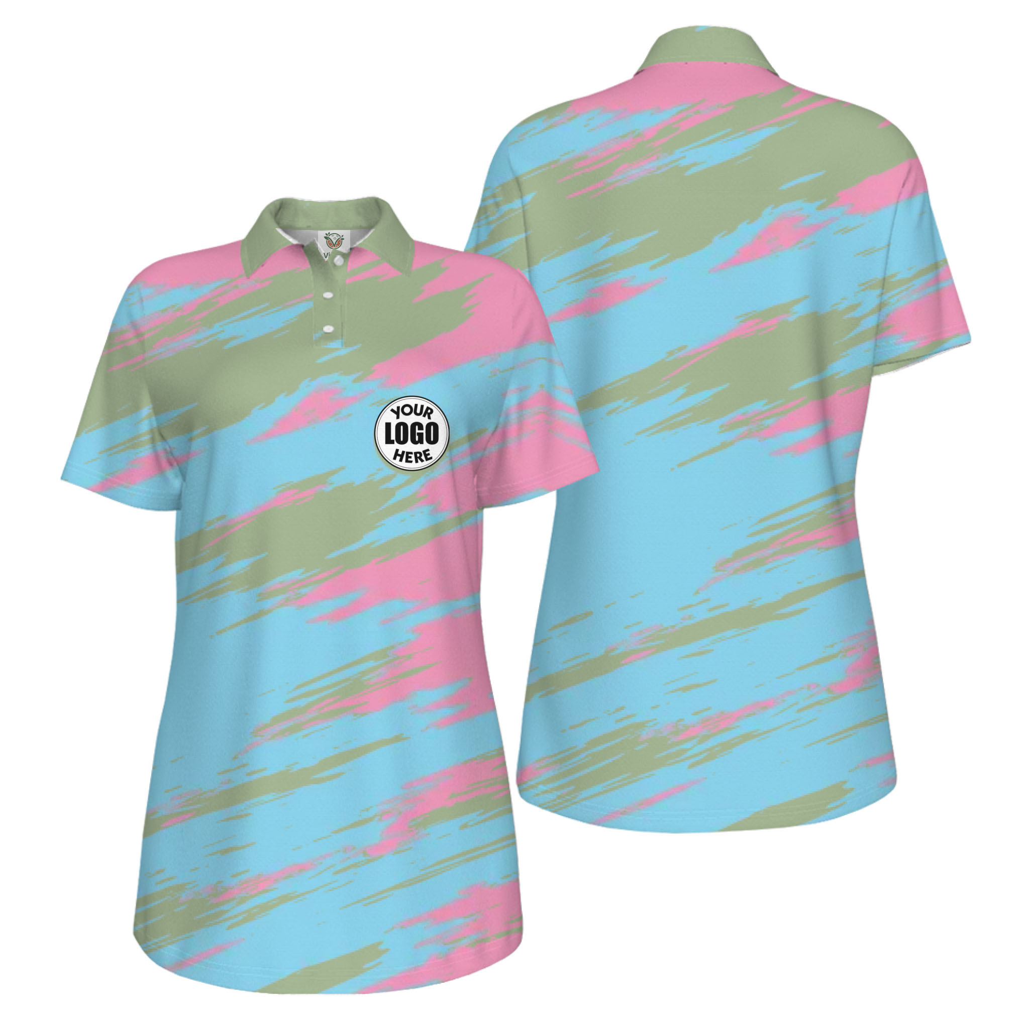 Picklewin Modern Brush Pattern Custom Logo Women Pickleball Polo Shirt