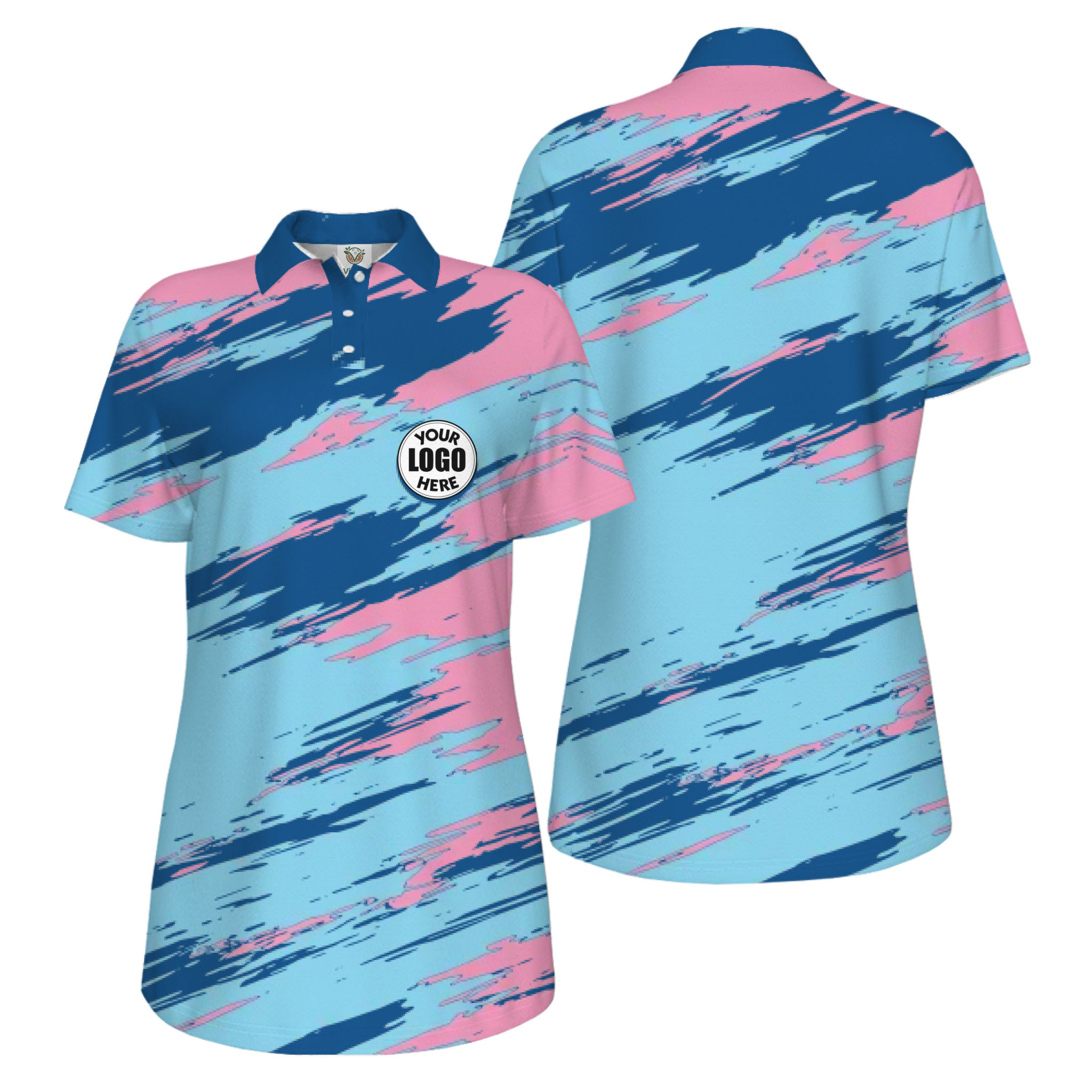 Picklewin Modern Brush Pattern Custom Logo Women Pickleball Polo Shirt