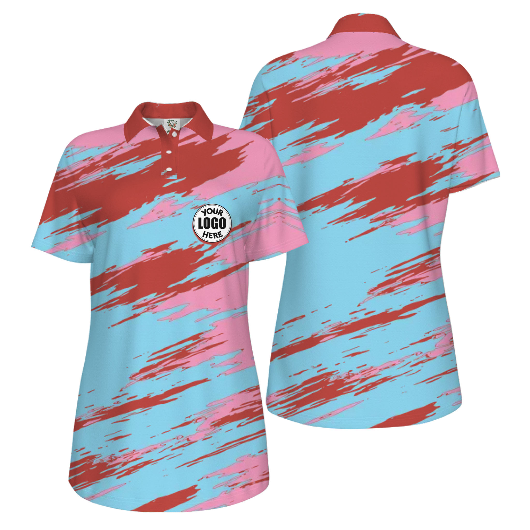 Picklewin Modern Brush Pattern Custom Logo Women Pickleball Polo Shirt