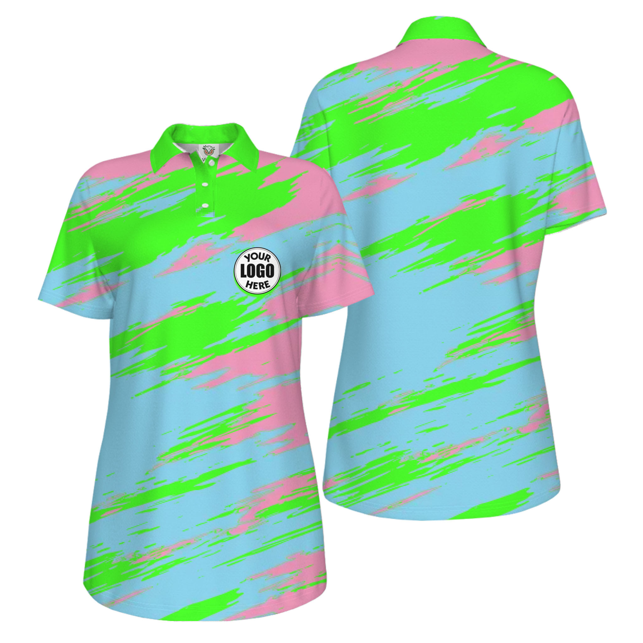 Picklewin Modern Brush Pattern Custom Logo Women Pickleball Polo Shirt