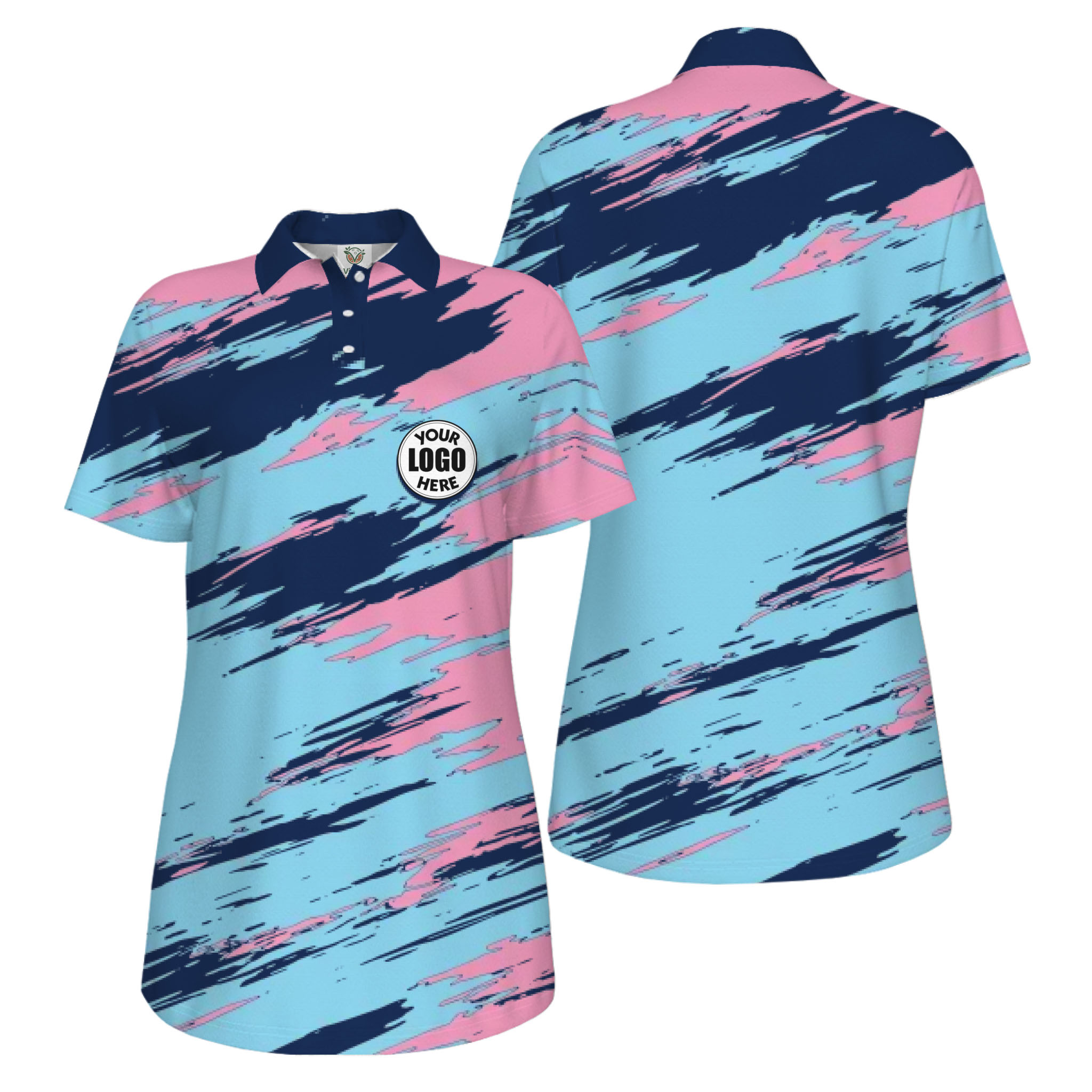 Picklewin Modern Brush Pattern Custom Logo Women Pickleball Polo Shirt
