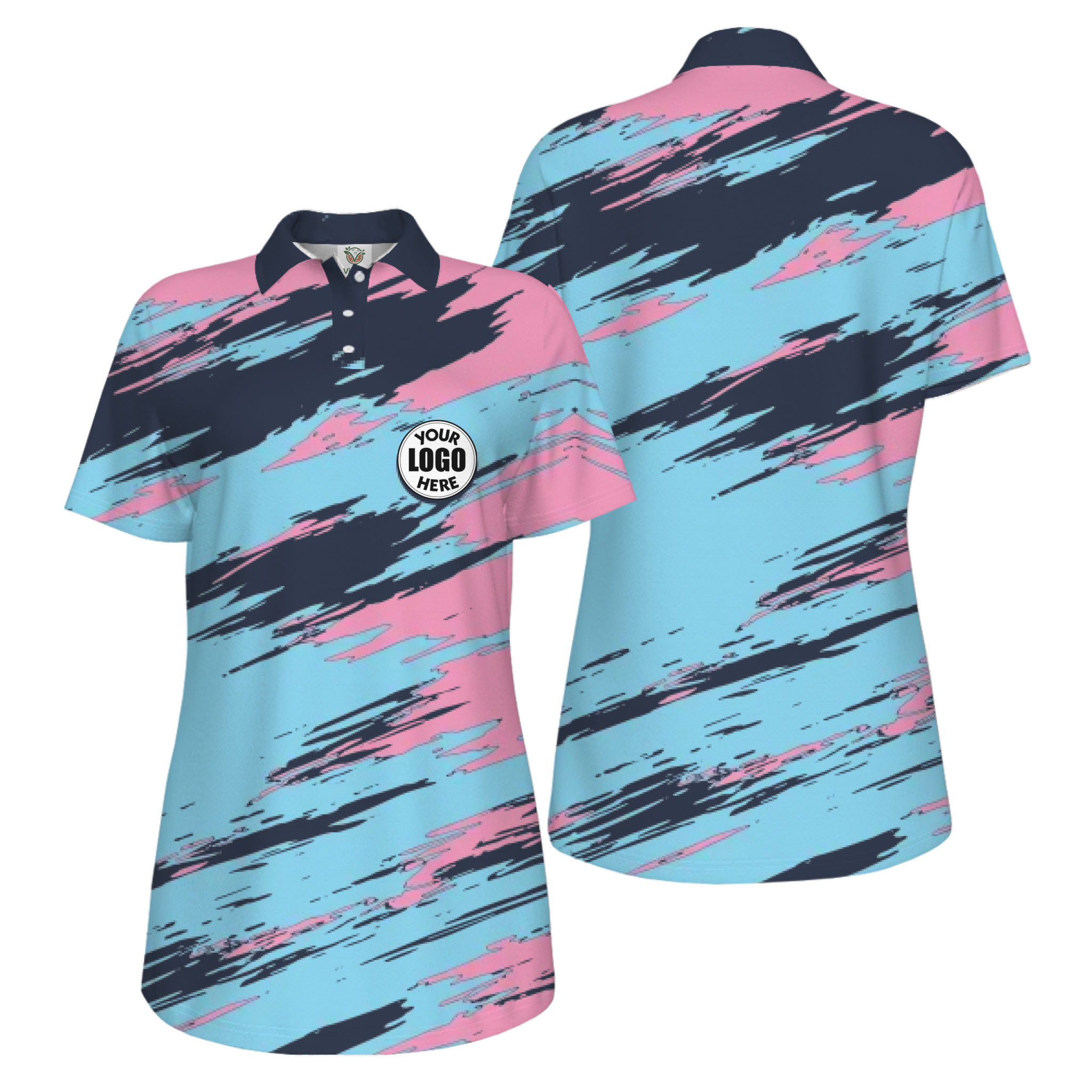 Picklewin Modern Brush Pattern Custom Logo Women Pickleball Polo Shirt
