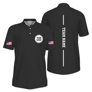 Picklewin Patriotic Custom Logo And Vertical Name UV Protection Men Pickleball Polo Shirt  – alternate
