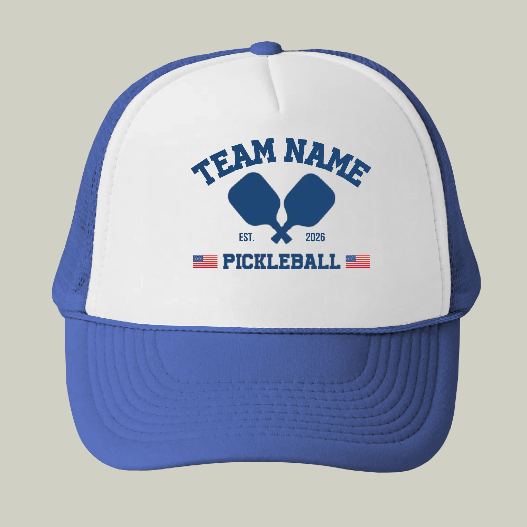 Picklewin Patriotic Custom Name Pickleball Men Trucker Cap 